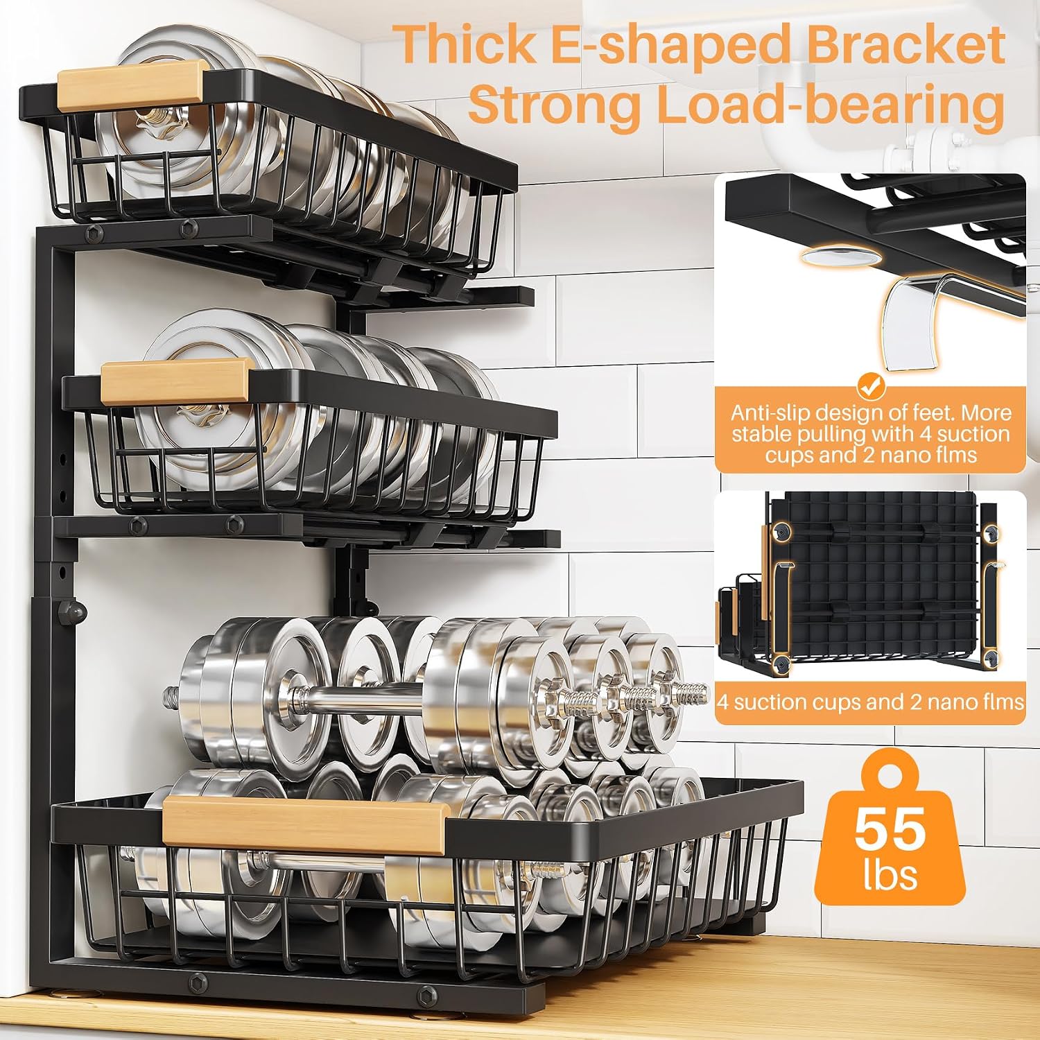 Detalle 1 de PXRACK Under-Sink Organizer, 3-Tier