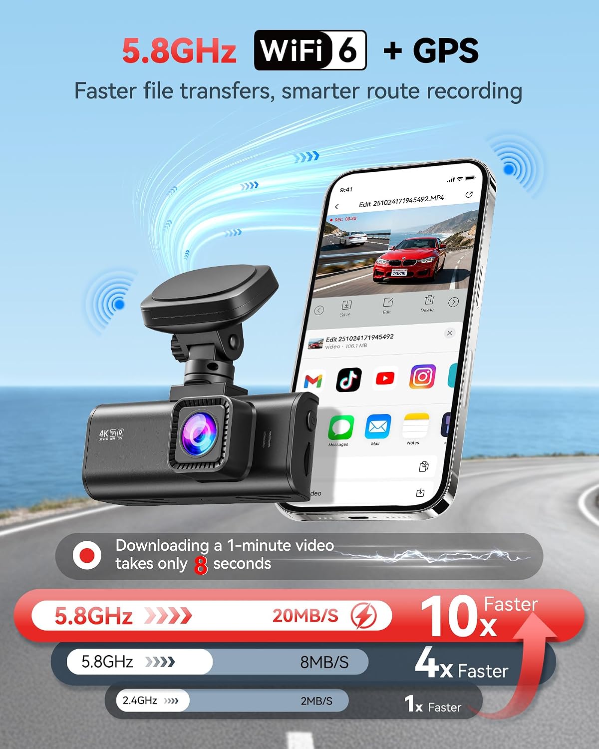 Detalle de REDTIGER F7N 4K Front and Rear Dash Cam with 64GB Card and GPS