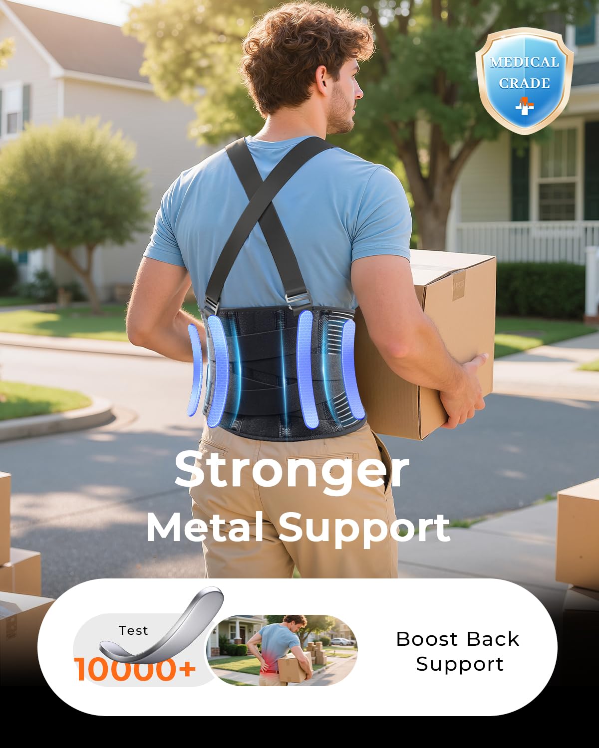 Thumbnail 1 de Ultra Breathable Work Back Brace with Removable Straps — Medical-Grade Support for Lifting and Busy Workdays