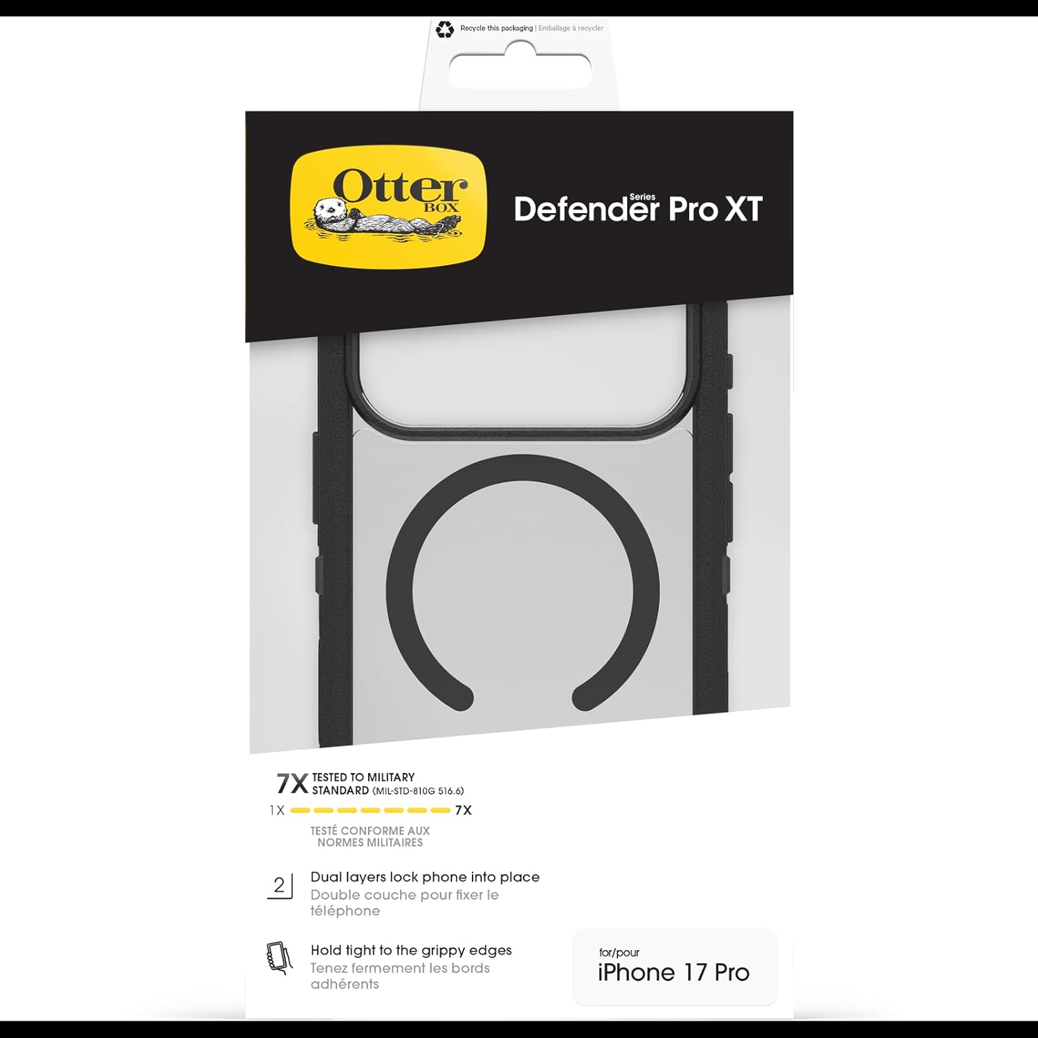 Thumbnail 4 de OtterBox Defender Series Pro XT Clear MagSafe per iPhone 17 Pro: cover ultra robusta trasparente/nera con protezione anti-caduta