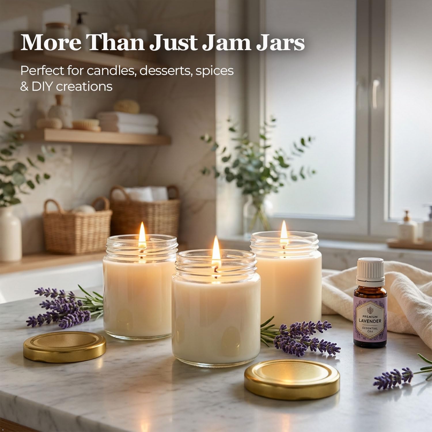 Thumbnail 6 de ComSaf 24 Glass Jam Jars with Golden Gingham Lids and Labels