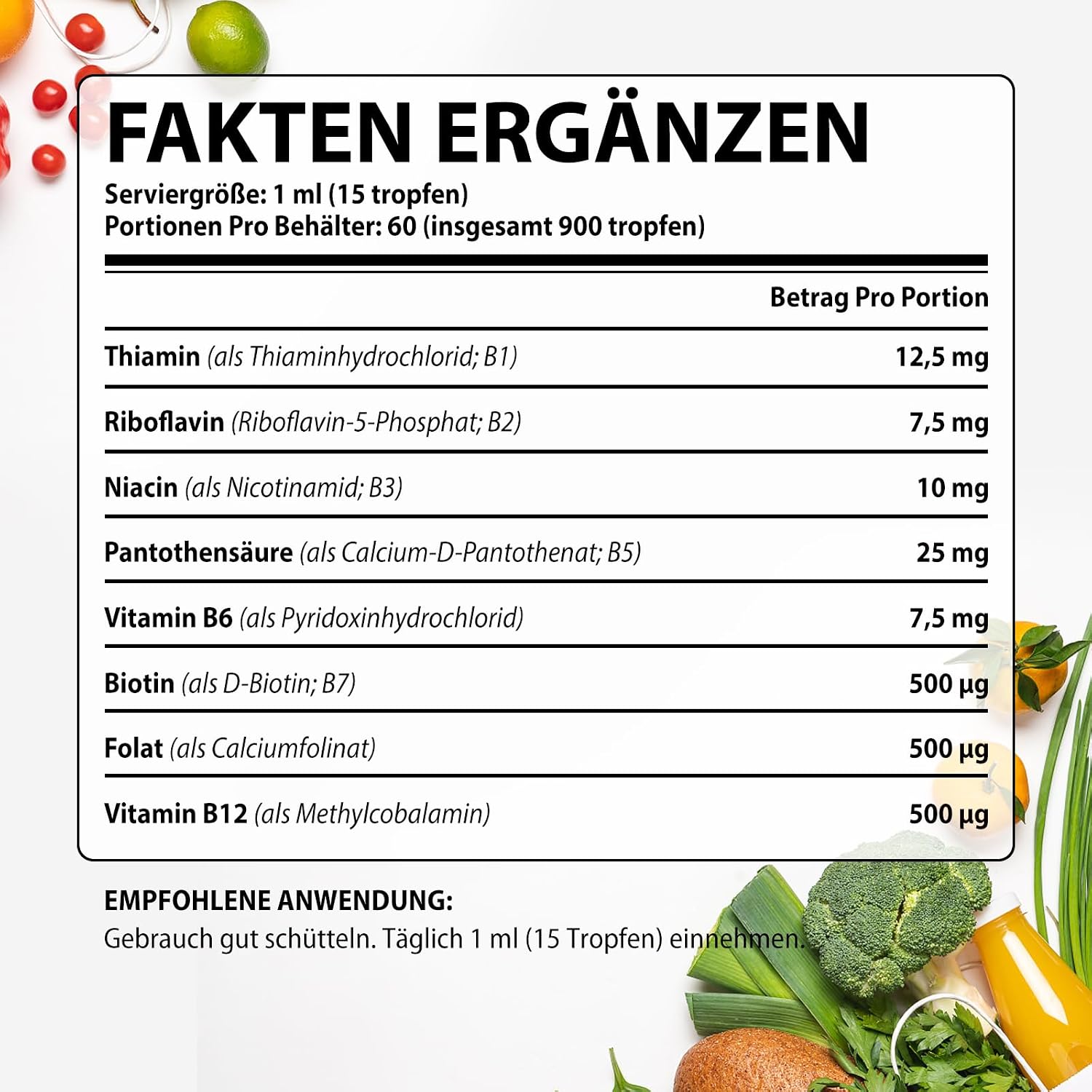 Detalle 2 de Liposome B-Komplex Tropfen 60 ml – Hochdosiert, vegan, ohne Zusatzstoffe