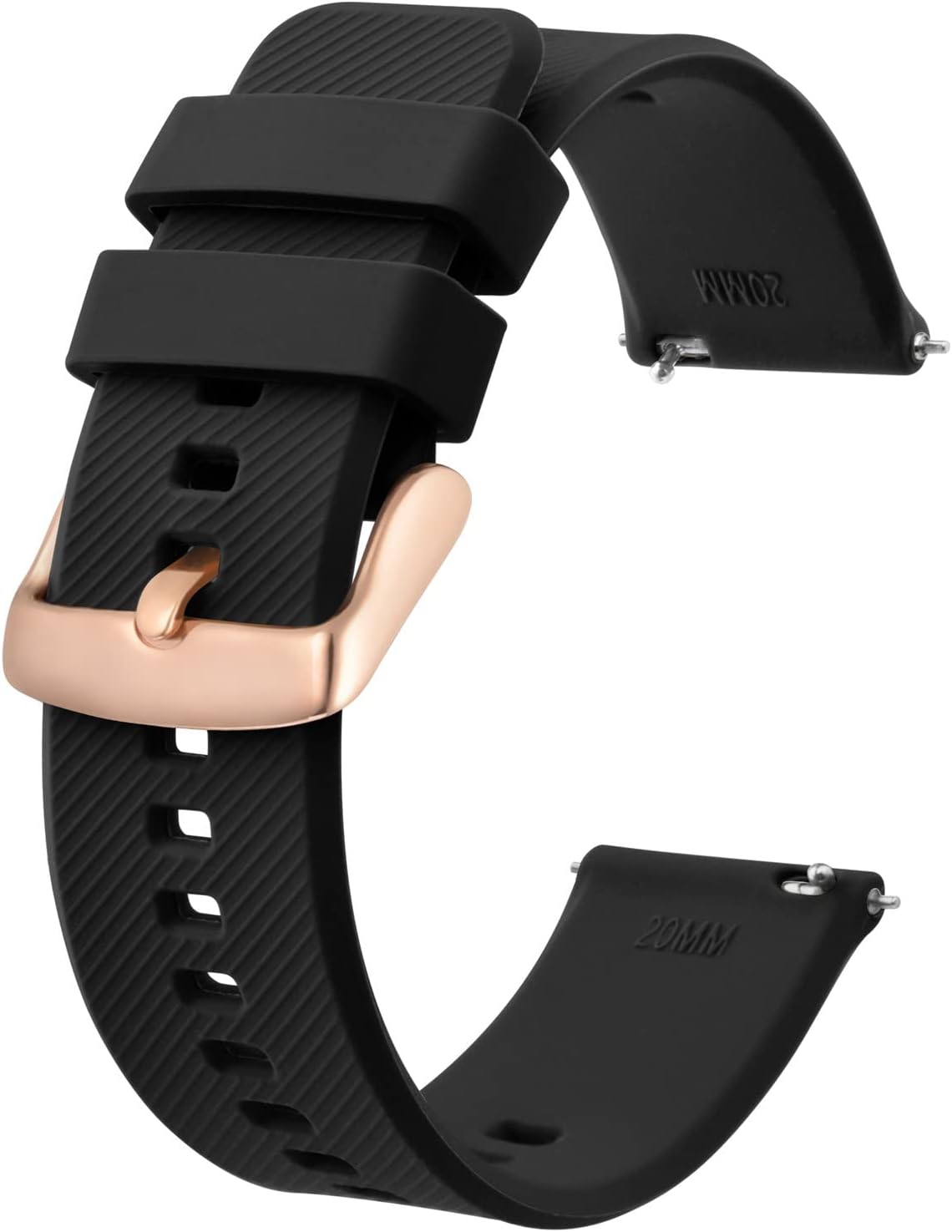 Detalle de Bracelet de montre BISONSTRAP en silicone à dégagement rapide (18 à 22 mm) pour hommes et femmes