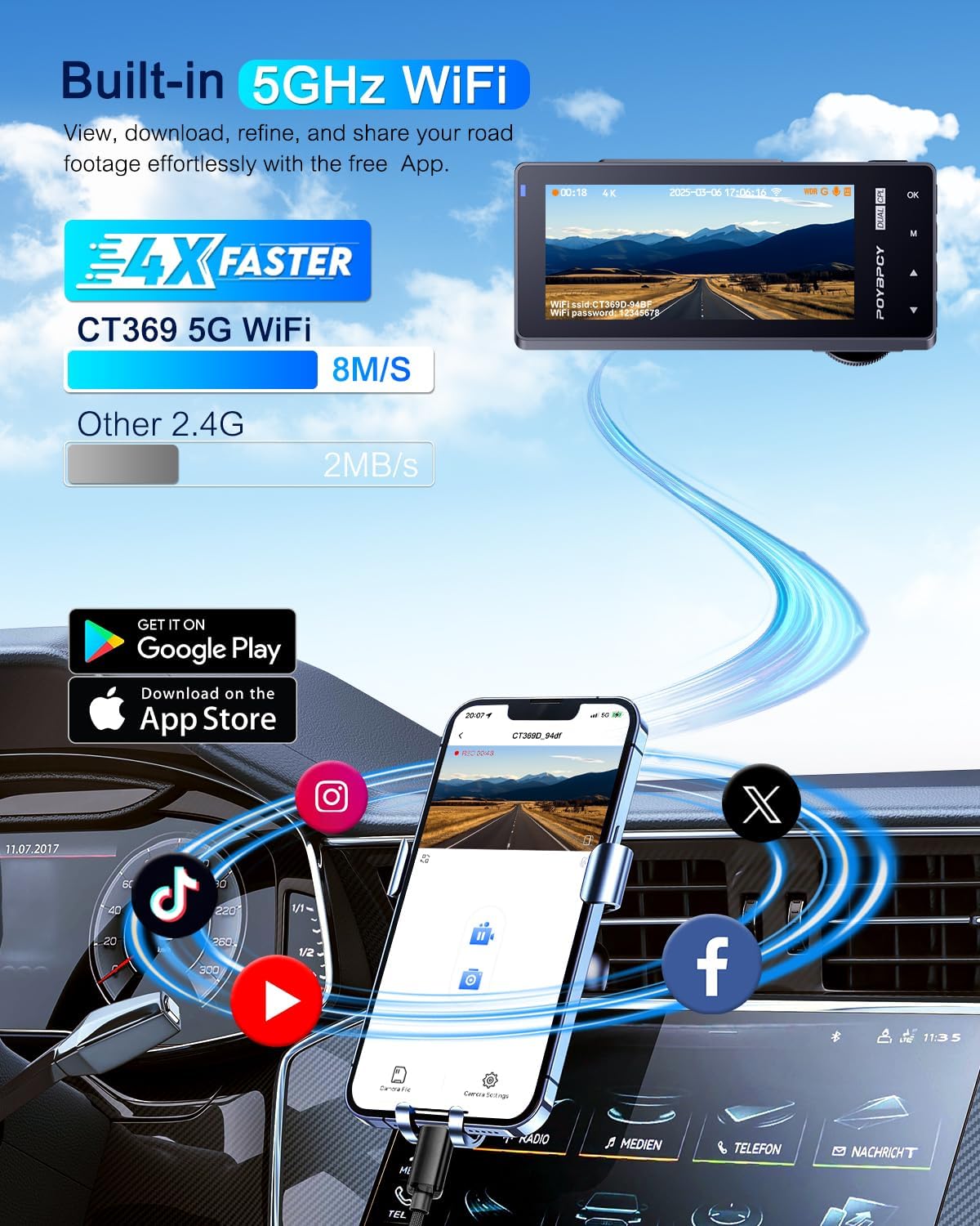 Detalle de Dash CAM Coche 4K con CPL y 170° angular