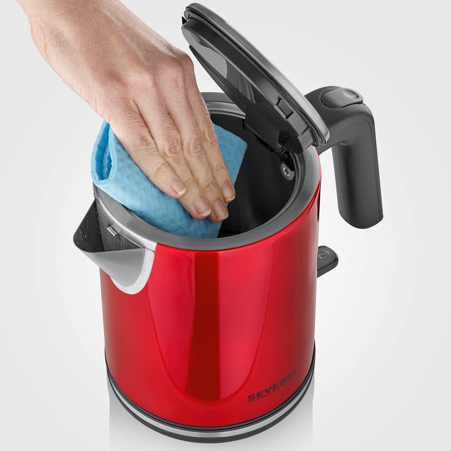 Thumbnail 5 de Severin Elektrischer Wasserkocher 1L mit Kalkfilter, Edelstahl, 2400W – rotes Design, XXL-Öffnung