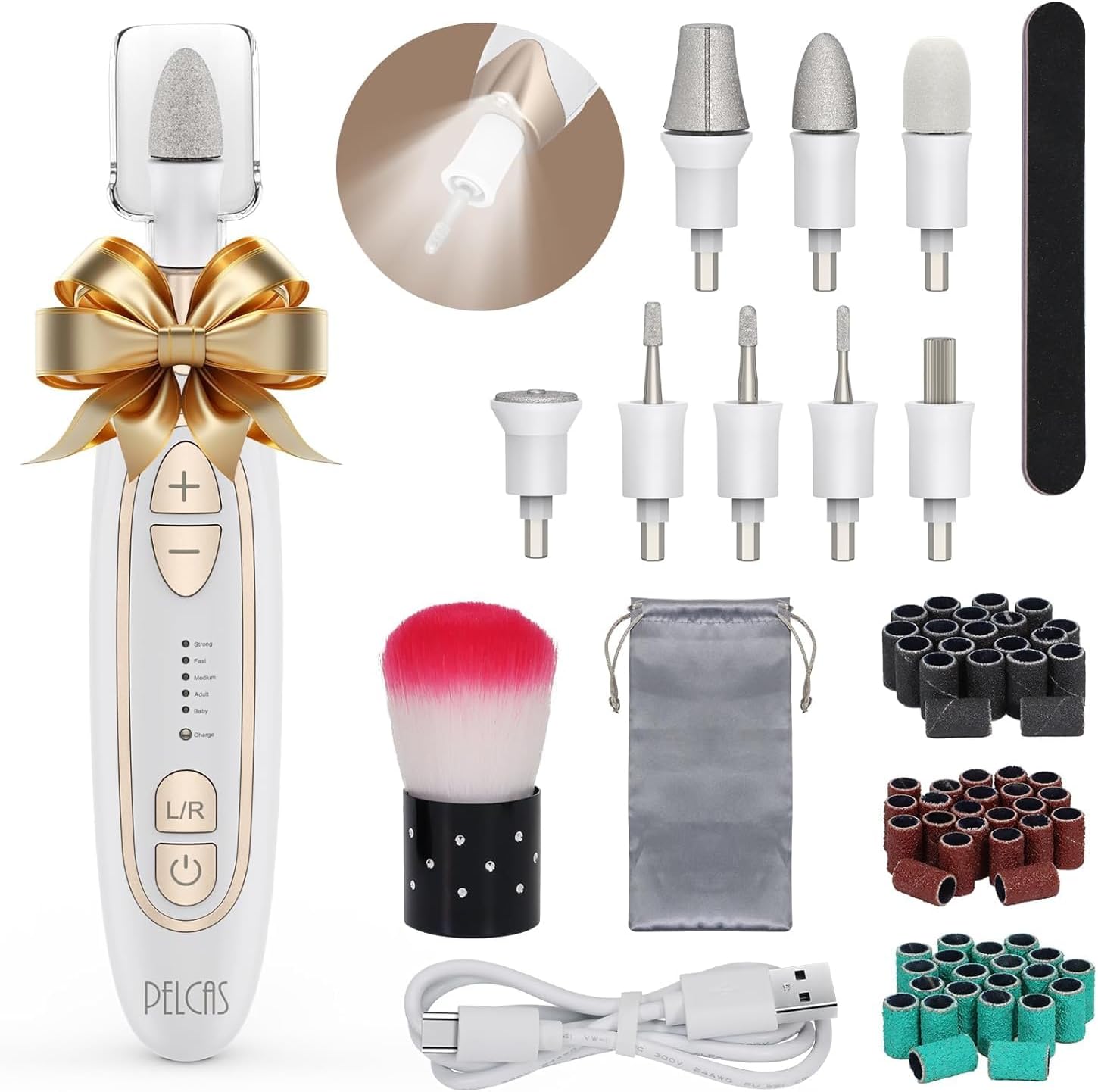 Detalle de PELoras Ponceuse Ongles Électrique 45 000 RPM - Kit Manucure/Pédicure sans fil