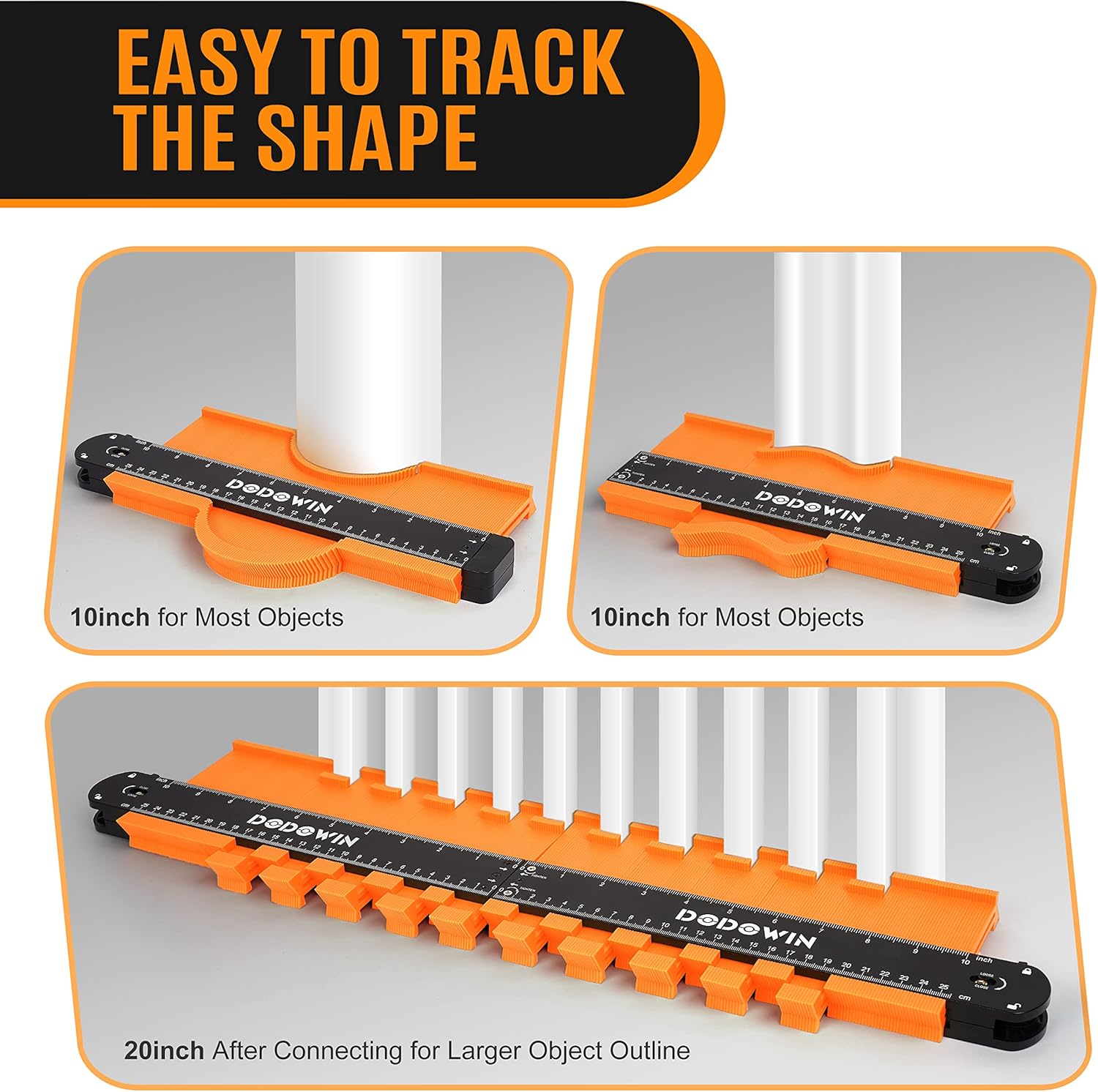 Detalle de DODOWIN Connectable Contour Gauge 20-inch – laminate flooring profile measuring template for woodworking