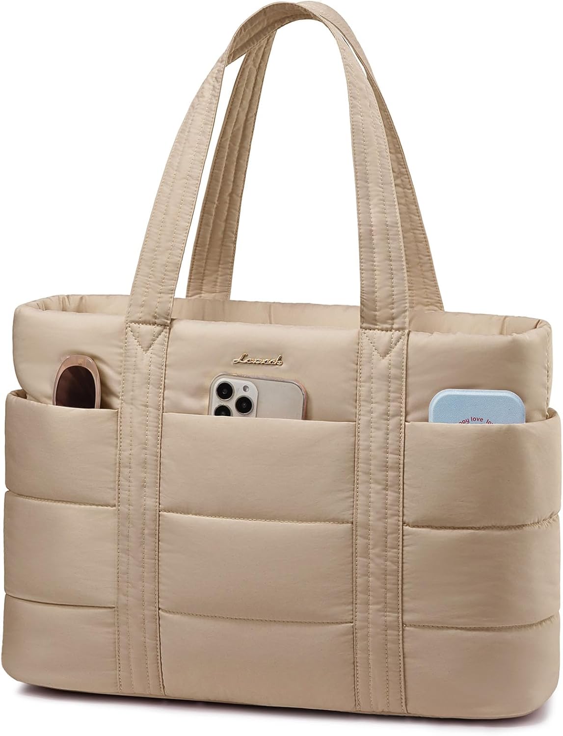 Thumbnail 6 de LOVEVOOK Women’s Quilted Puffer Tote Bag with Zip – Lightweight work & laptop handbag