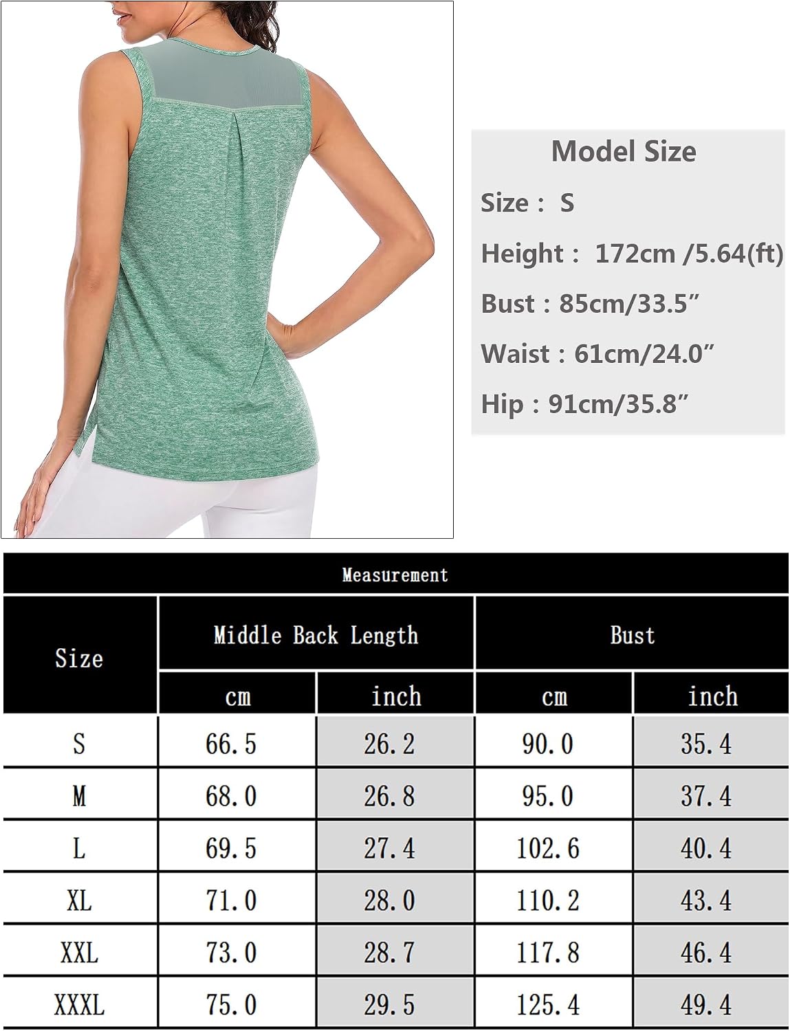 Detalle de Crewhpo Débardeur Sport Femme Fitness – Haut sans manches respirant, mesh dos et séchage rapide (S à XXL)