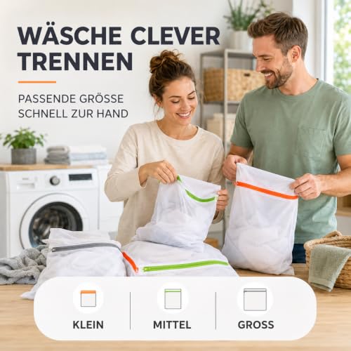 Detalle 2 de 10 x Premium Wäschenetz Set – Netz für Waschmaschine mit Reißverschluss, gemischte Größen (10er Mix) von TK Gruppe Timo Klingler