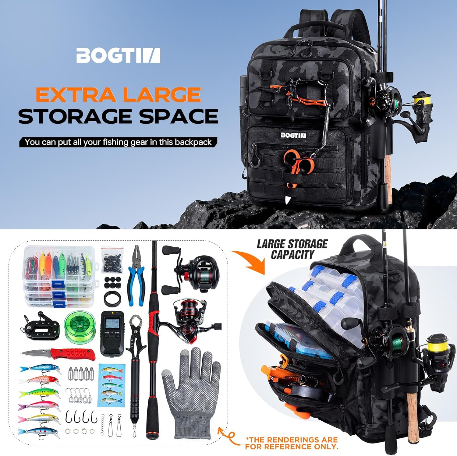 Detalle de BOGTIM Fishing Backpack, 25L