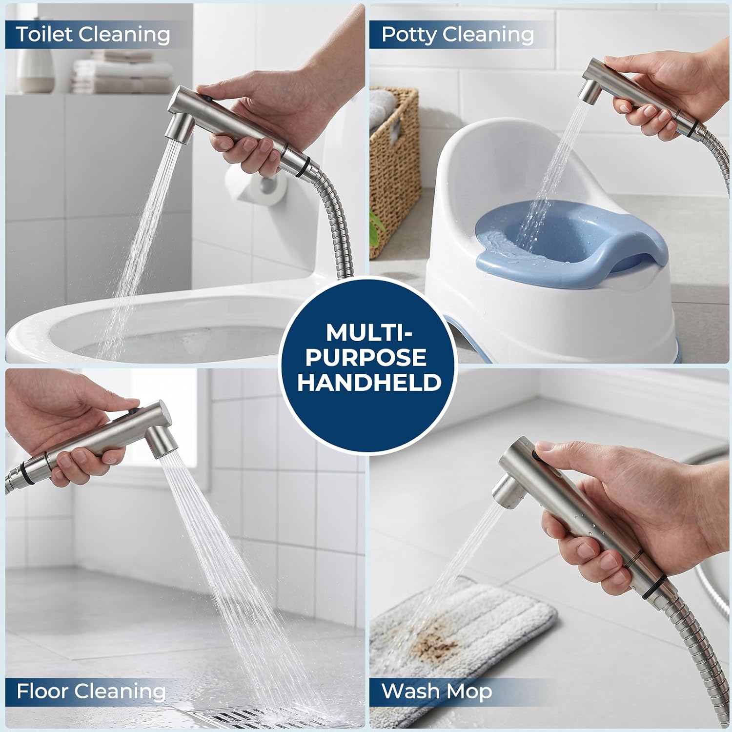 Detalle de DEANIC 2-in-1 Bidet Attachment with Handheld Sprayer: Ultra-Slim, Non-Electric Cold Water Bidet for UK Bathrooms