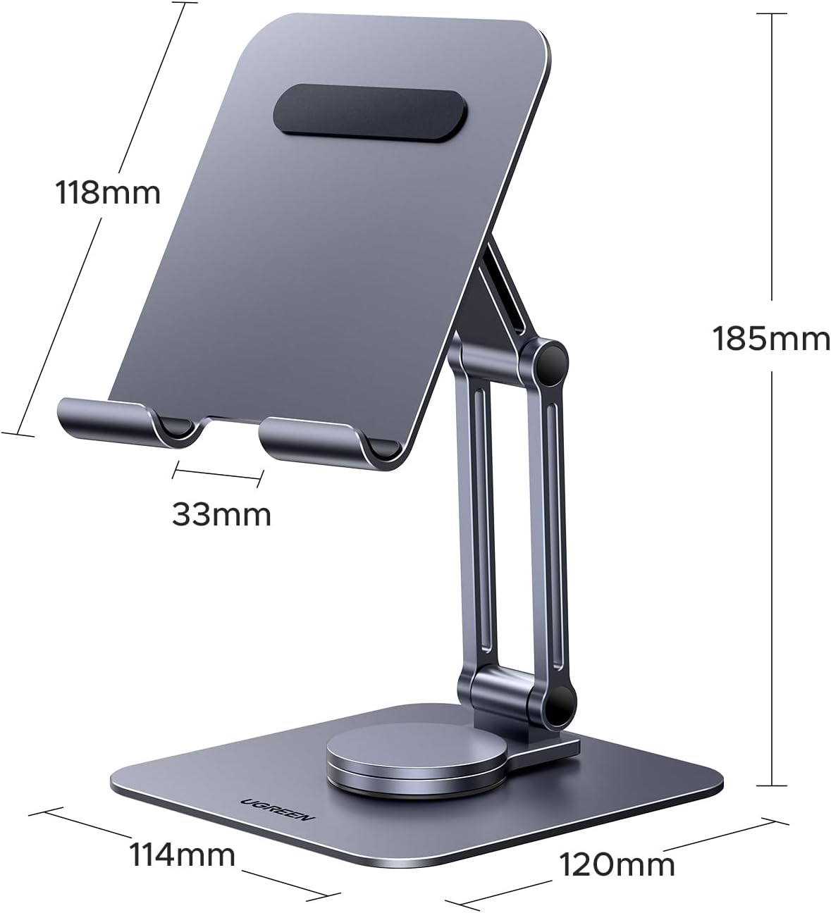 Thumbnail 5 de UGREEN Adjustable Swivel Tablet Stand, Aluminium, Foldable, 360° Rotation