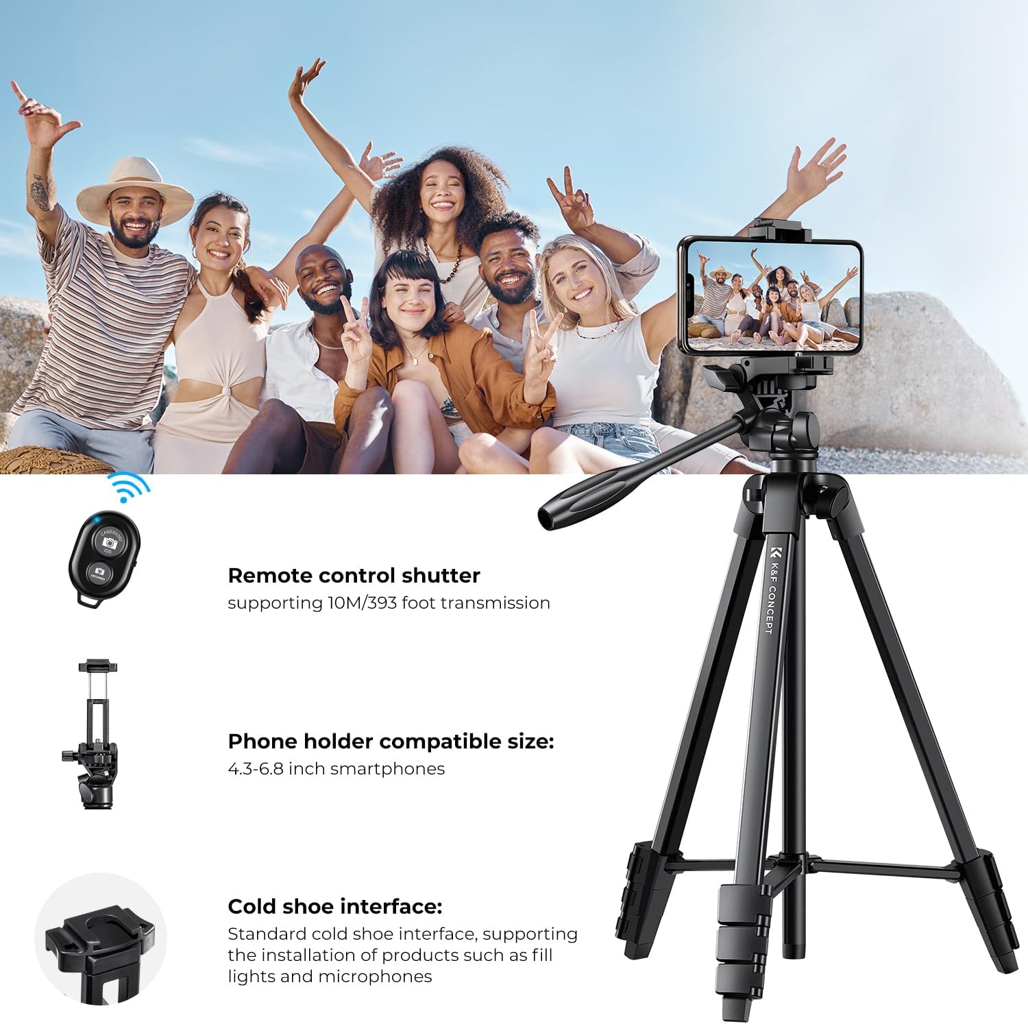 Thumbnail 4 de K&F CONCEPT NT510 Handystativ – leichtes 152 cm Stativ für DSLR, Smartphone & mehr