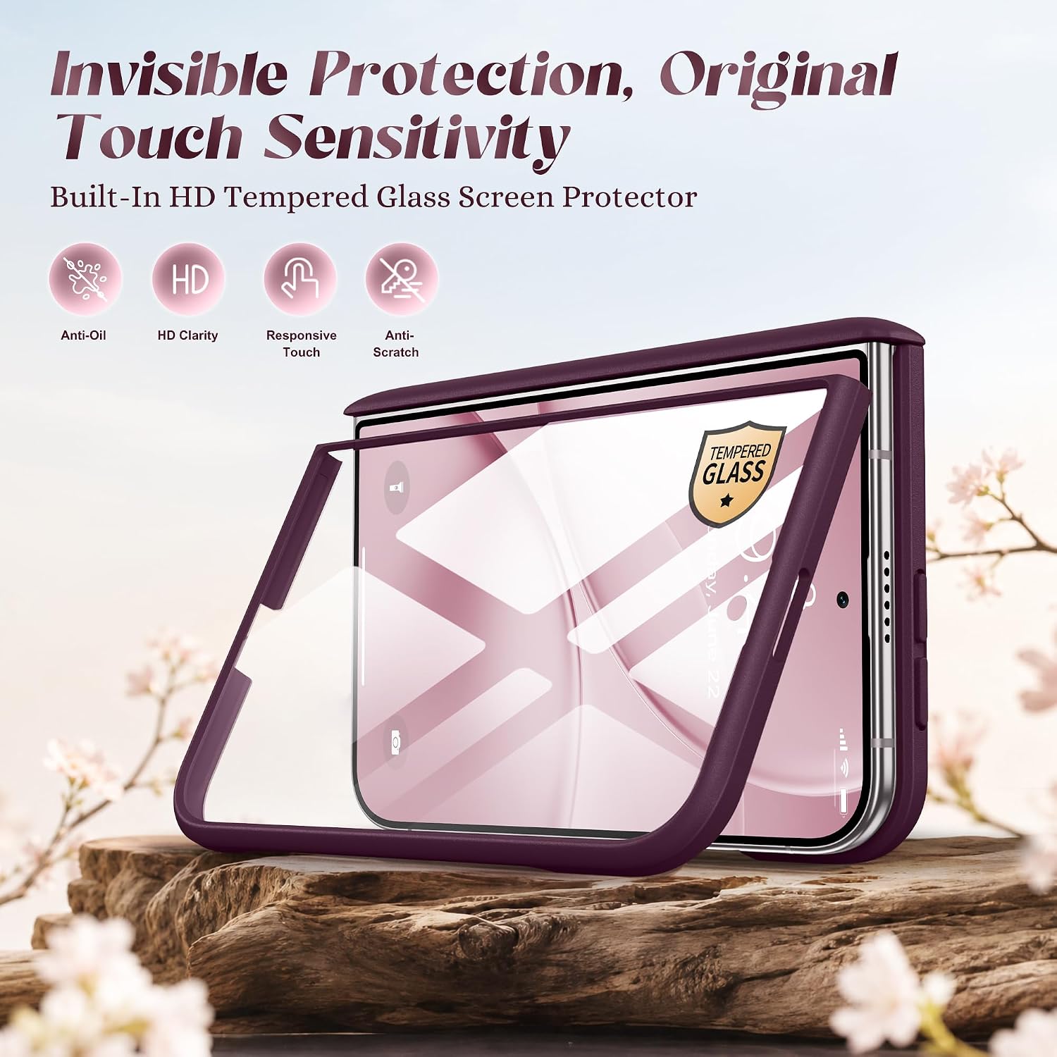 Thumbnail 2 de GVIEW iPhone Duo Case, MagSafe Compatible, Clarkia/Dark Cherry Floral Design
