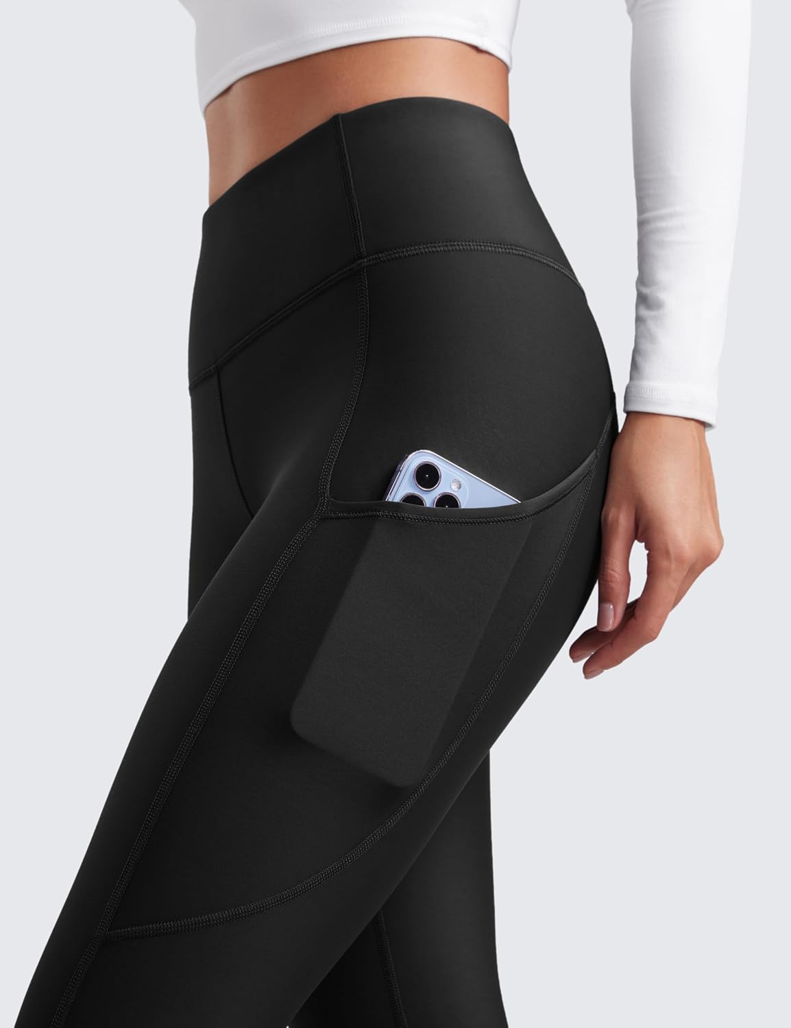 Detalle de CRZ YOGA Donna leggings termici con vita alta e tasca laterale
