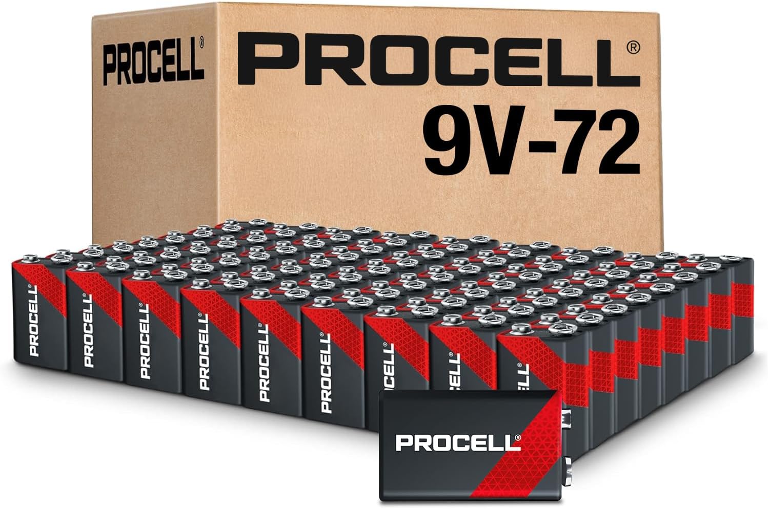 Detalle de PROCELL 9V Long-Lasting Alkaline Batteries (72 Pack) – 5-Year Shelf Life for Professional Devices