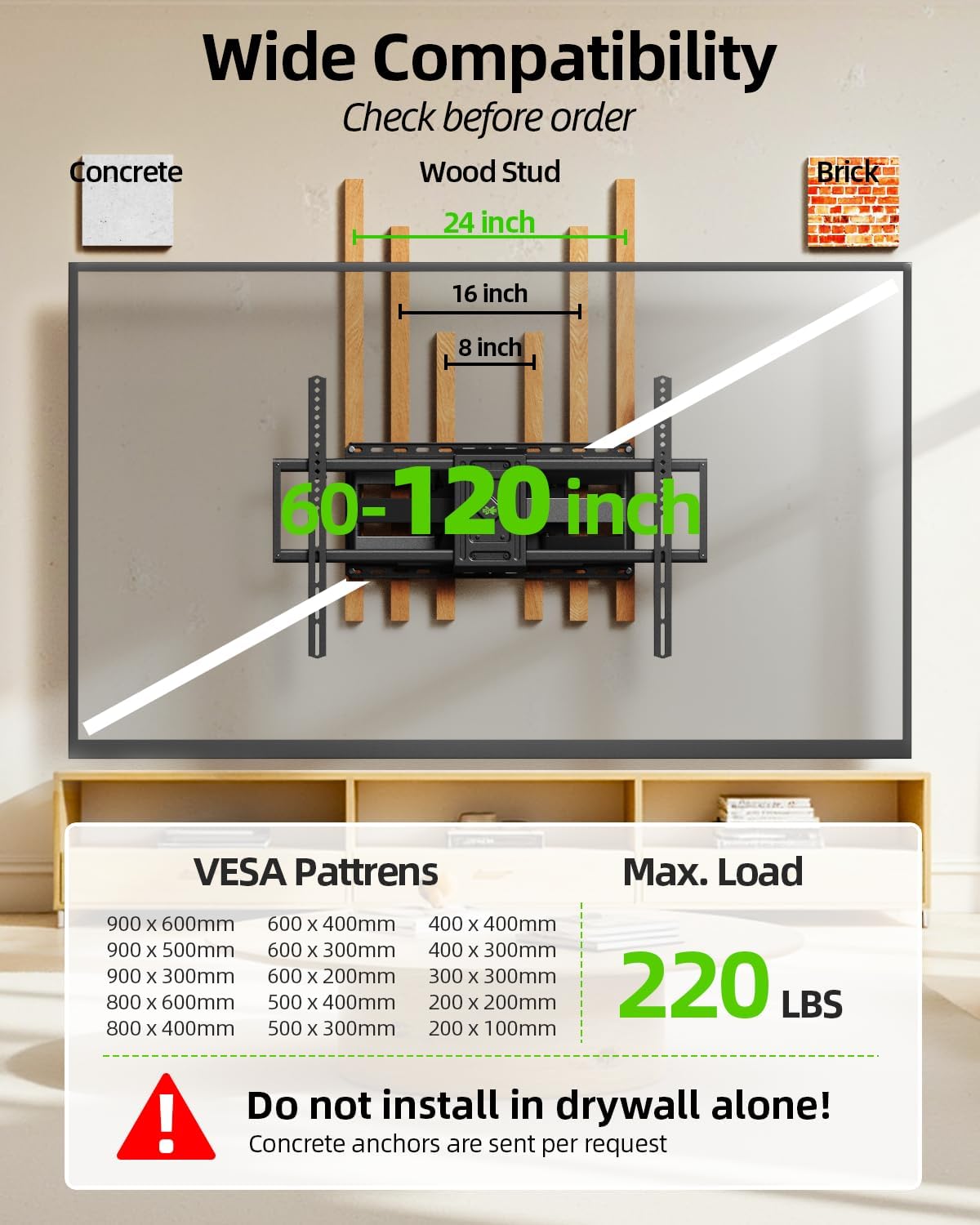 Detalle de USX MOUNT Full-Motion TV Wall Mount, 28-Inch Extension