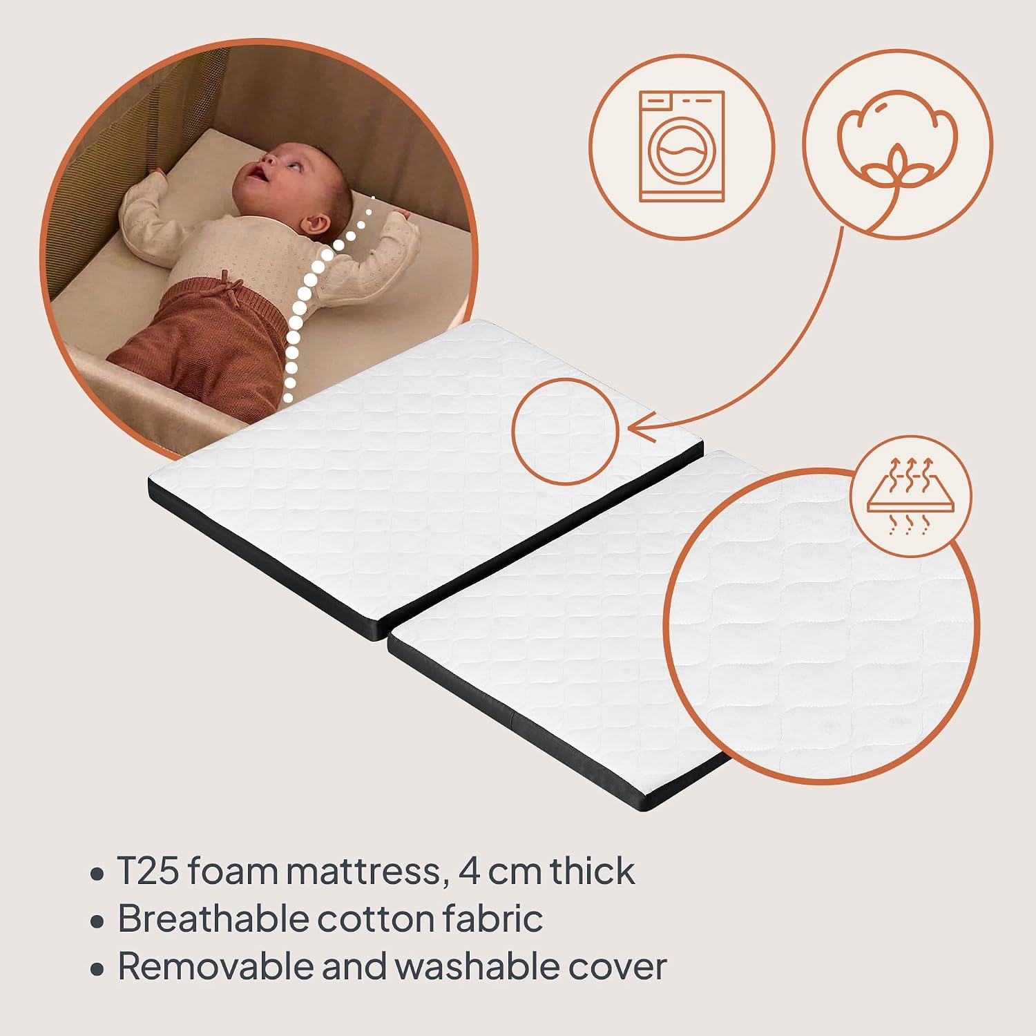 Detalle de Lionelo Alice 3-in-1 Travel Cot and Playpen with Two Mattress Heights