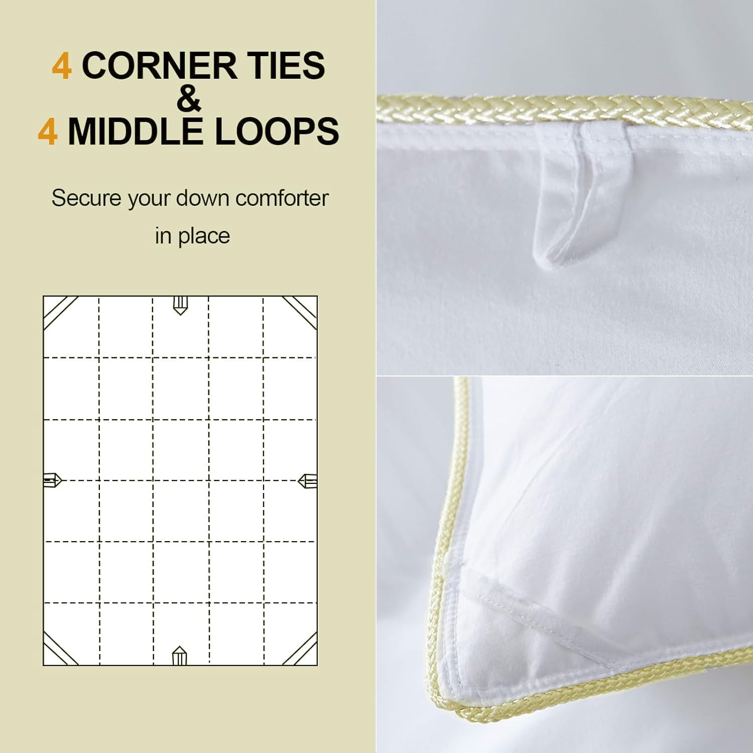 Thumbnail 6 de CAIMOUR CAI001 Twin/Twin XL Goose Feather Duvet Insert, Cotton Shell, 8 Tabs