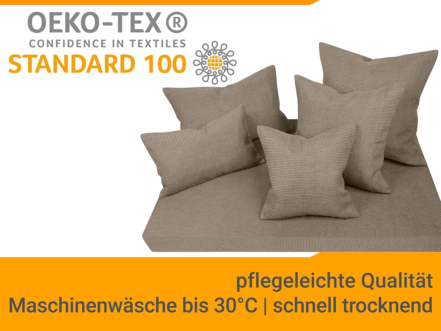 Thumbnail 5 de npluseins Lot de 2 Housse Coussin 40x40 Taupe – Motif texturé et aspect Tapisserie, 617.767