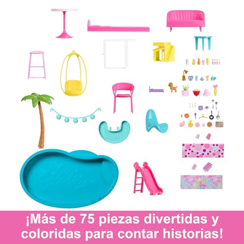 Detalle de Mattel HMX10 Barbie Dreamhouse 2023, 3 plantas