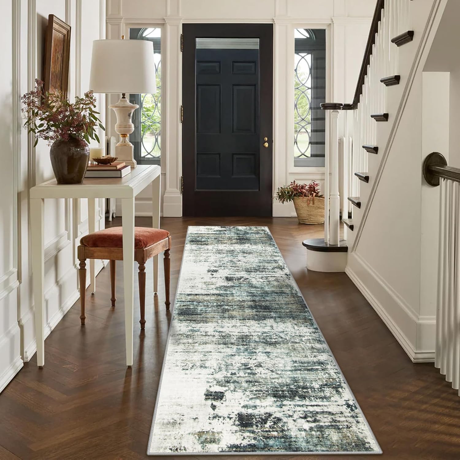 Thumbnail 3 de Gent Drizz 2'6'' x 8' Runner Rug – Washable, Modern Abstract, Non-Slip, Low-Pile Carpet