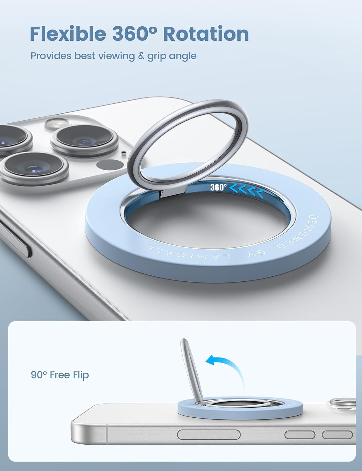Detalle 2 de Lamicall 360 Magnetic Phone Ring Holder 4000 Gauss