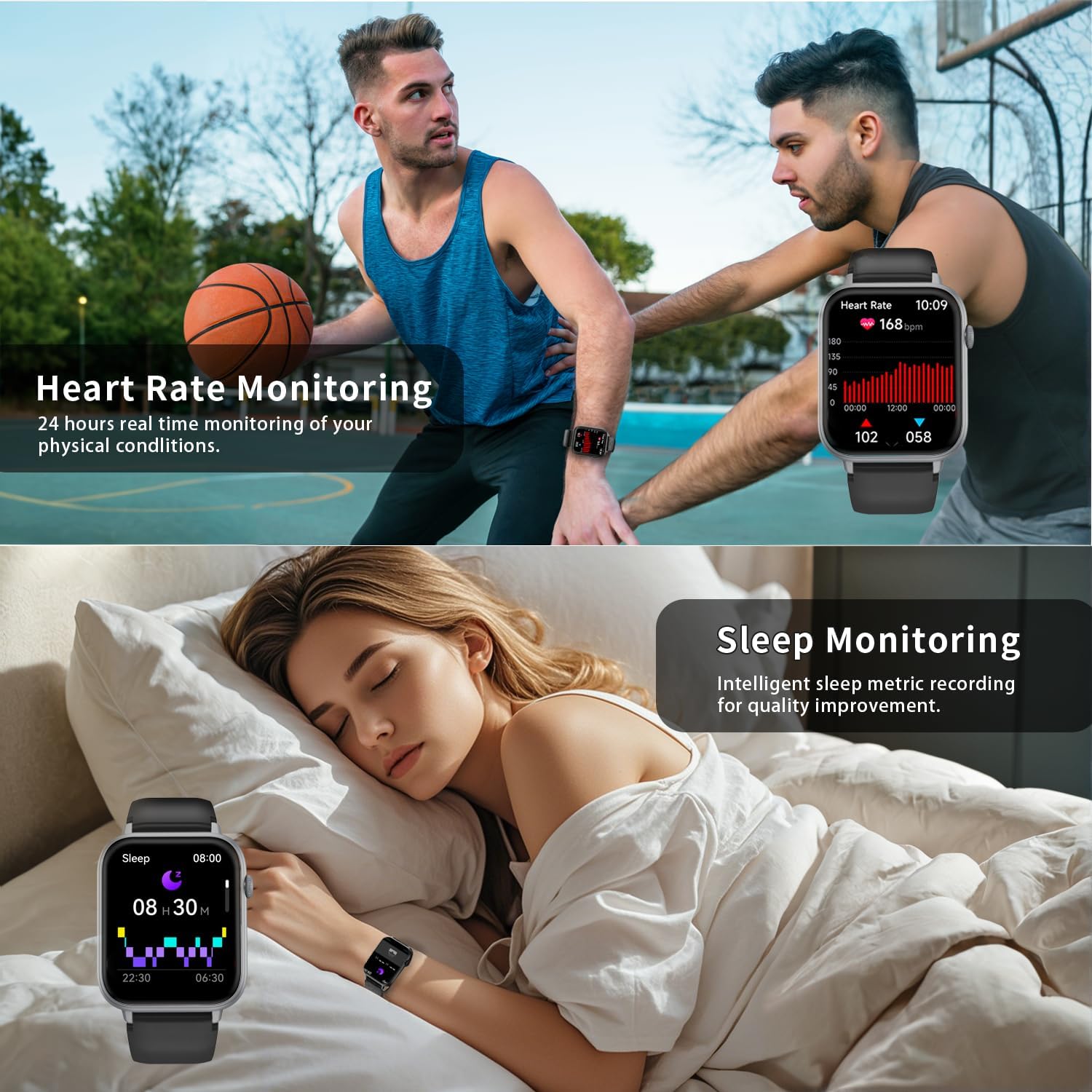 Detalle de VKROBAG Smart Watch for Women and Men with Bluetooth Calling – 1.85" HD Fitness Tracker