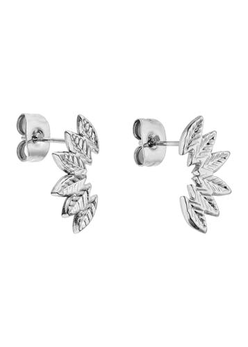 Detalle de Purelei Leaf Ohrringe – wasserdichte Ellbogenblätter aus Edelstahl mit 14K Gold- oder Roségold-Beflächung