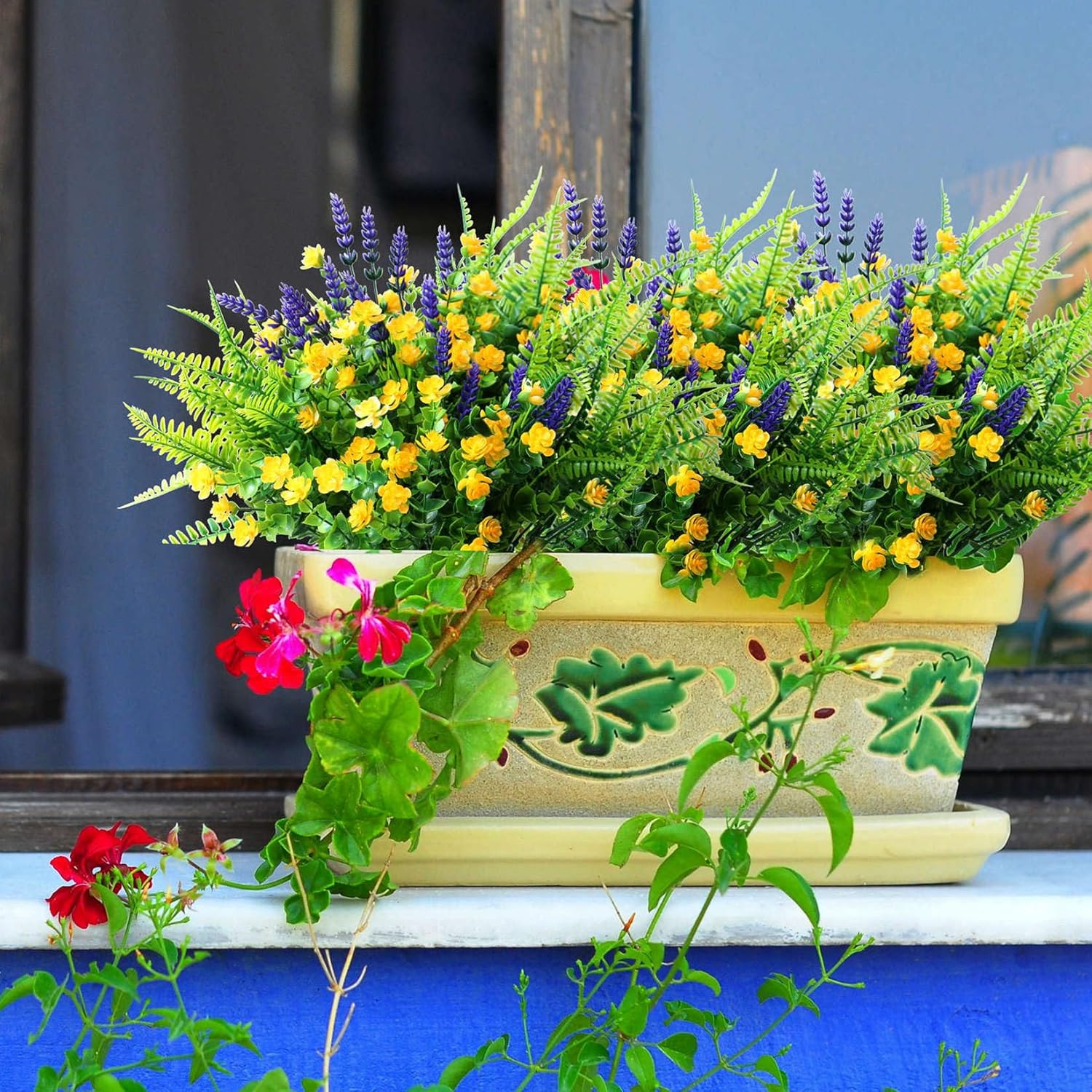 Thumbnail 6 de YXYQR 18PCS Artificial Spring Plants (Monk Grass, Ferns & Flowers) UV-Resistant Faux Greenery for Outdoor & Hanging Displays