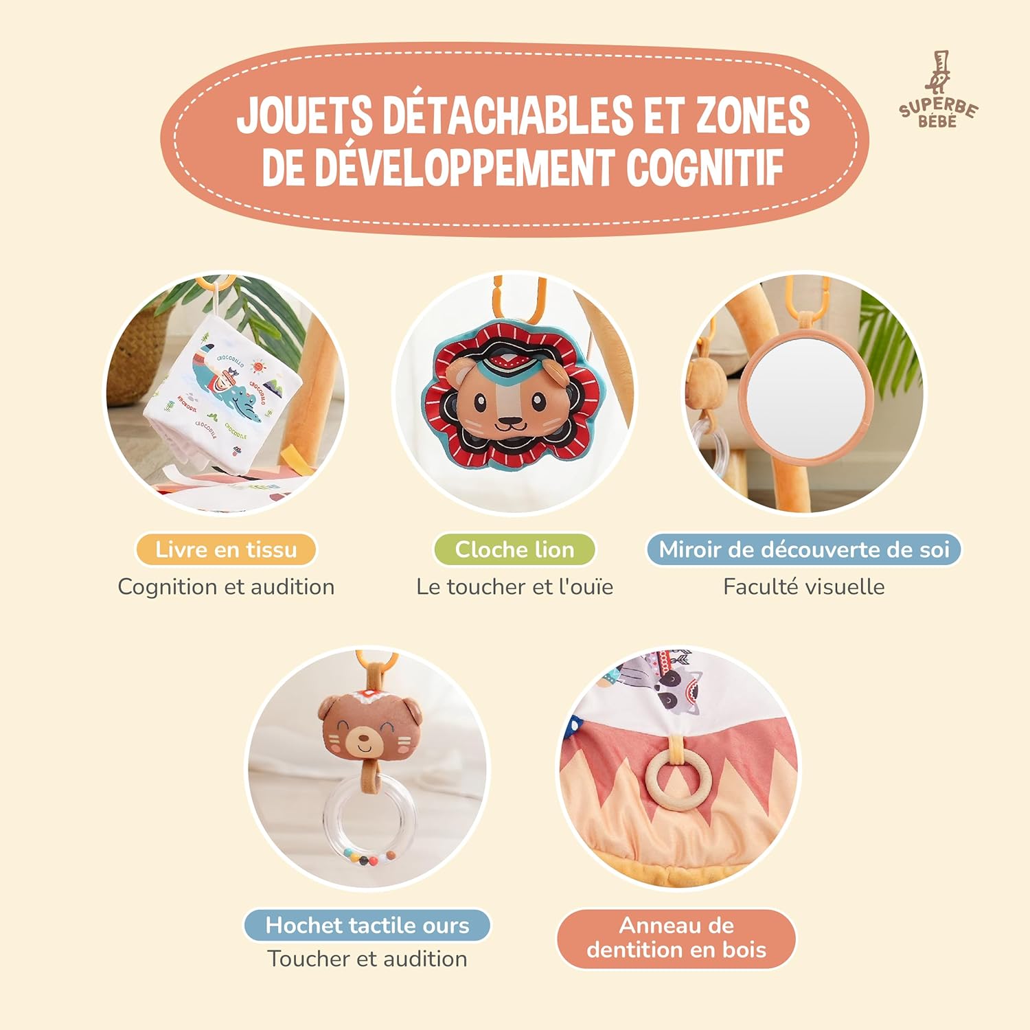 Thumbnail 3 de Superbe Bebe - Tapis d'Éveil Montessori 0-12 Mois avec Arches Circle Little Jungle