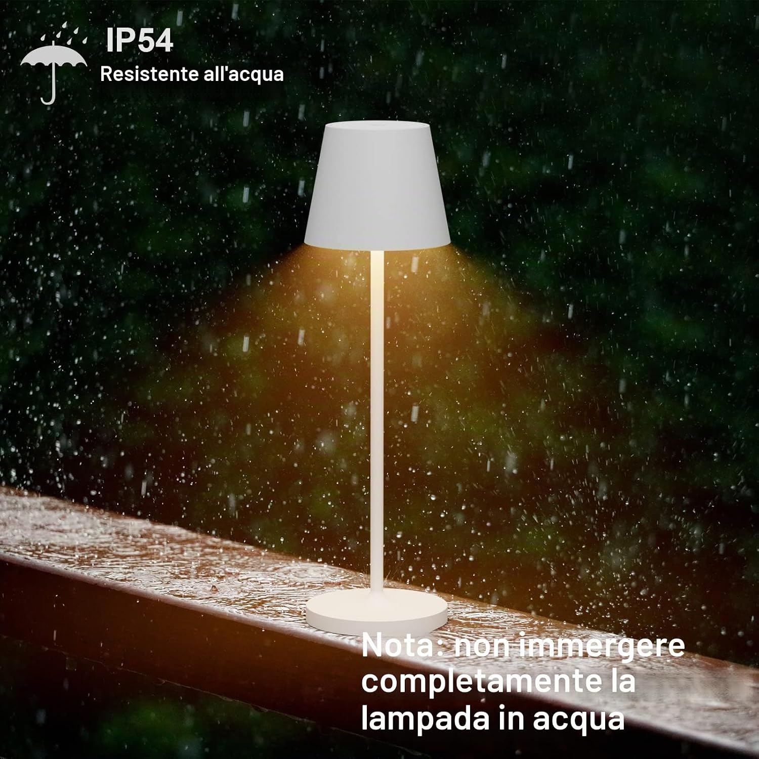 Thumbnail 5 de Klighten 2 Pezzi Lampada LED dimmerabile da tavolo ricaricabile, 3000K, IP54, in alluminio (H38 cm) bianco
