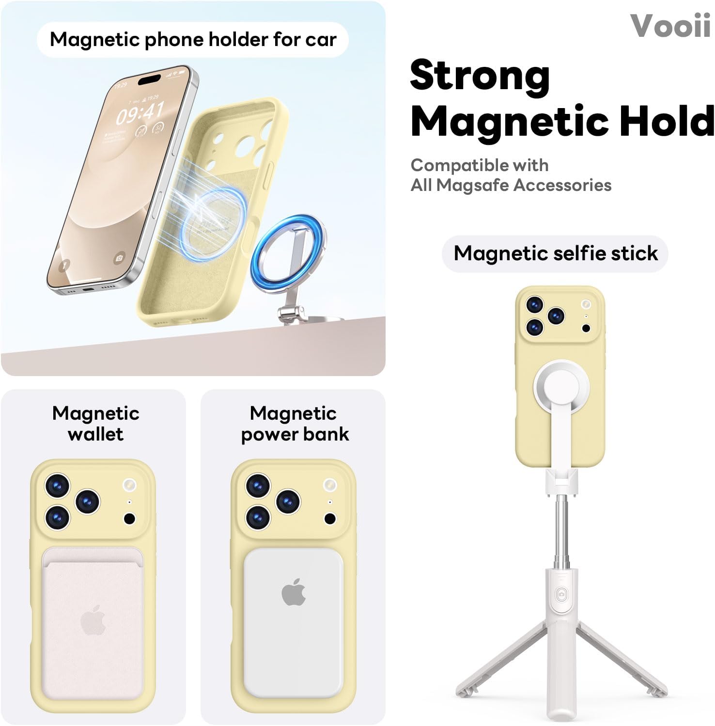 Detalle de Vooii Magnetic for iPhone 17 Pro Max Case (MagSafe Compatible) in Creamy Yellow