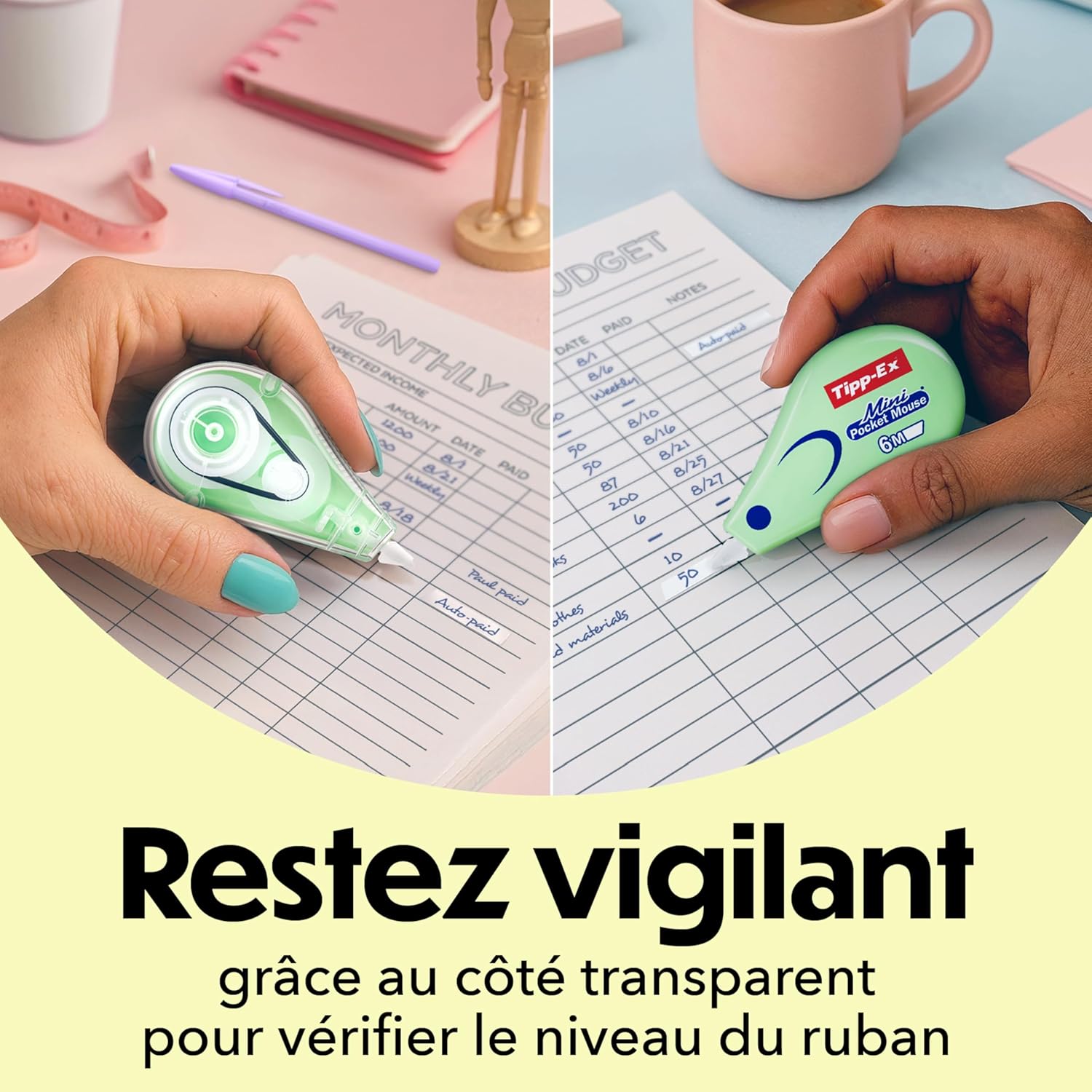 Thumbnail 2 de Tipp-Ex Mini Pocket Mouse – Rubans correcteurs pastel (6 m, 5 couleurs pastel + 1 transparent) – pack de 6 par BIC