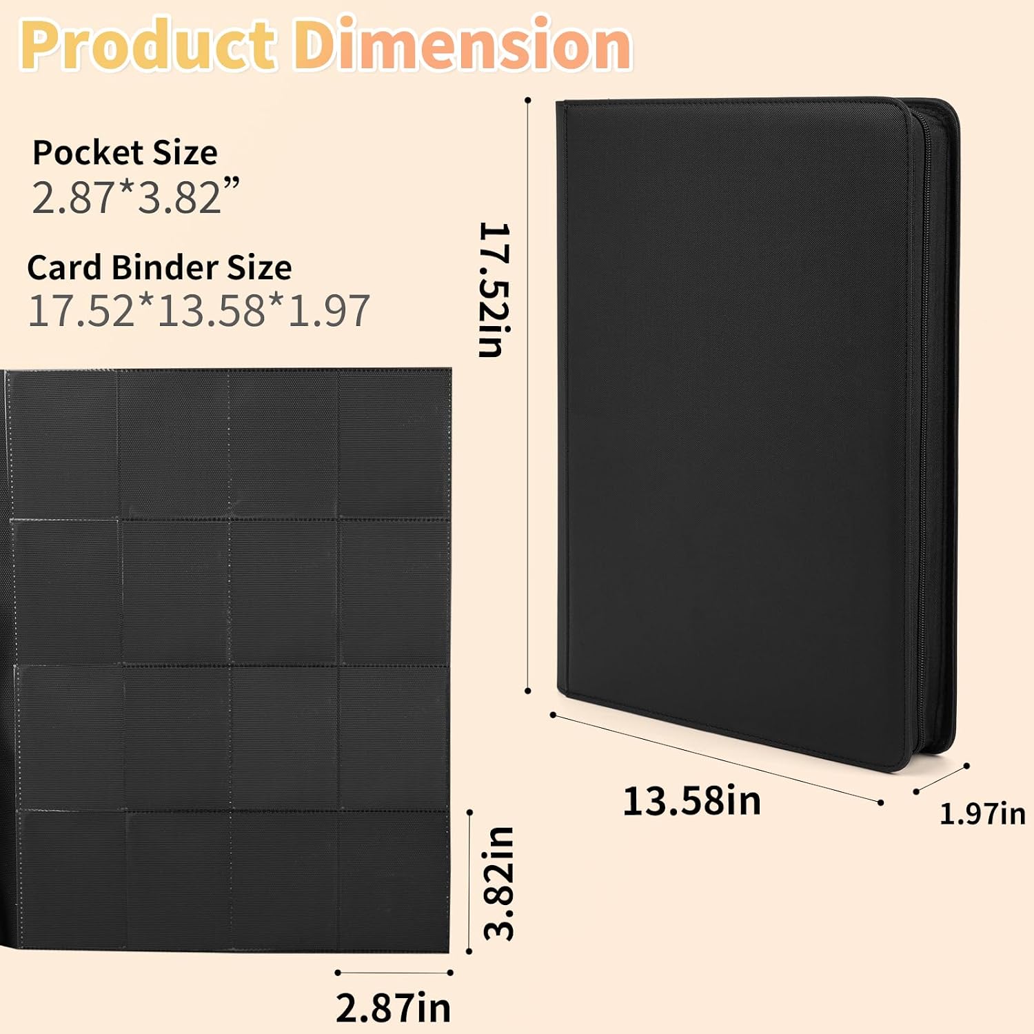Detalle de Premium 1000+ Pockets Trading Card Binder (16-Pocket, Side-Loading) - Black