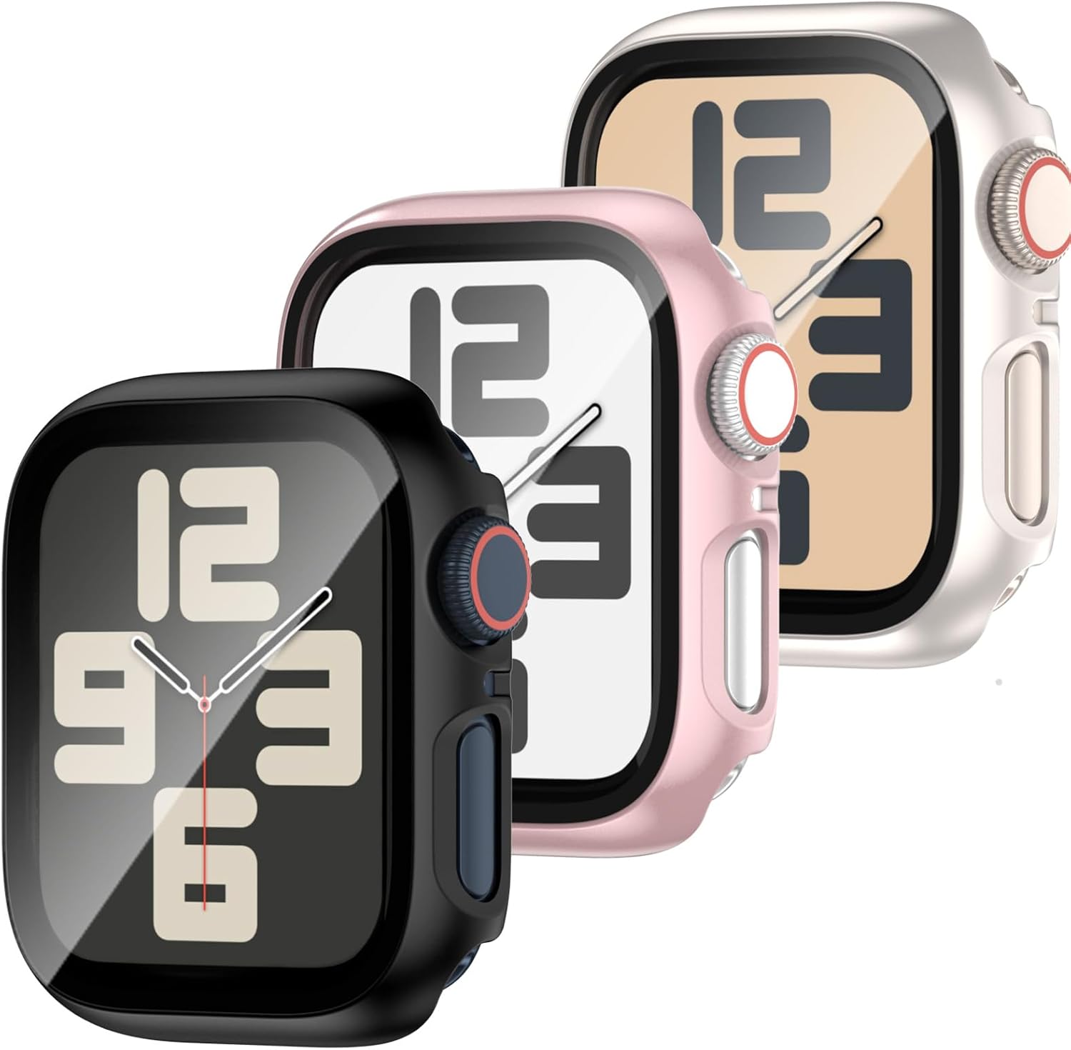 Detalle de JDBLHM 44mm Apple Watch Case with Tempered Glass Screen Protector – 3 Pack for SE (2025/2024/2023) and Series 6/5/4