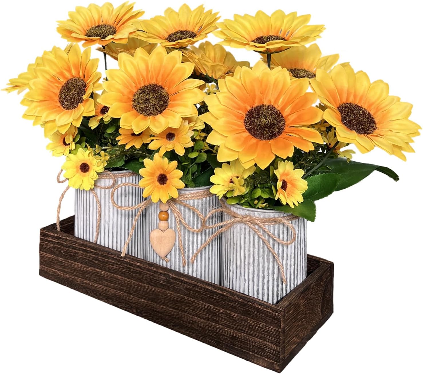 Detalle 2 de HEMYLU Artificial Sunflower Centerpiece Galvanized Metal