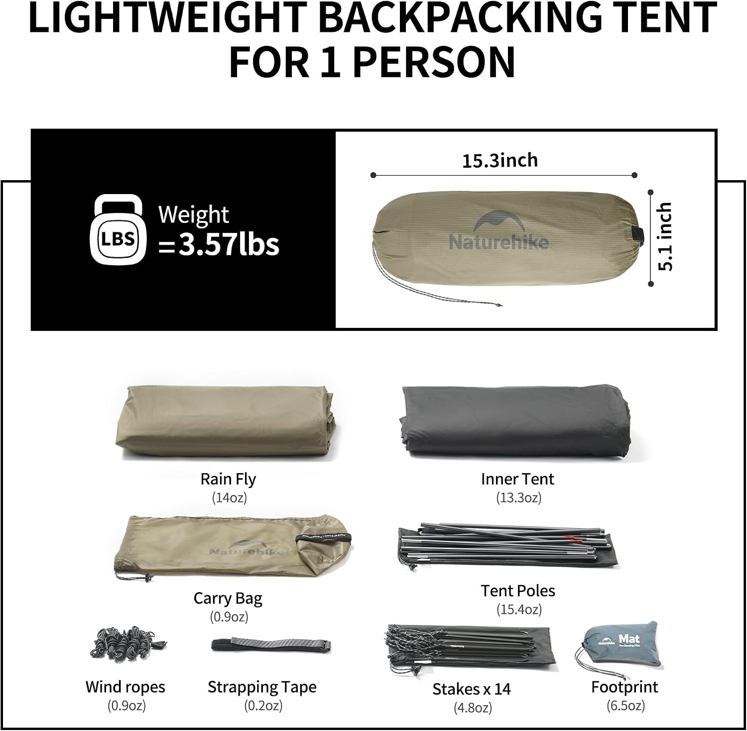 Detalle 2 de Naturehike One-Person Tent, 20D Nylon
