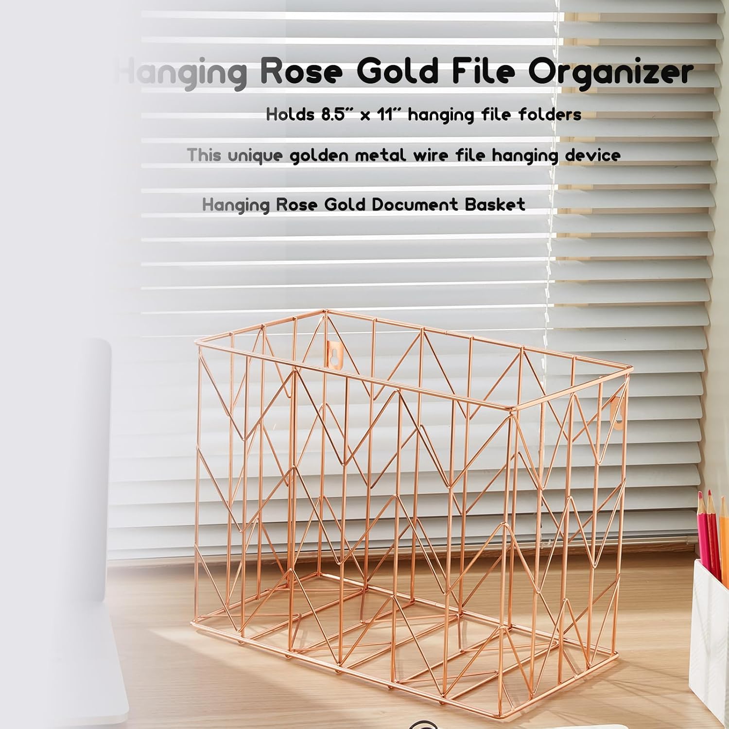 Thumbnail 3 de Fei Bi Metal Hanging File Organizer, Rose Gold