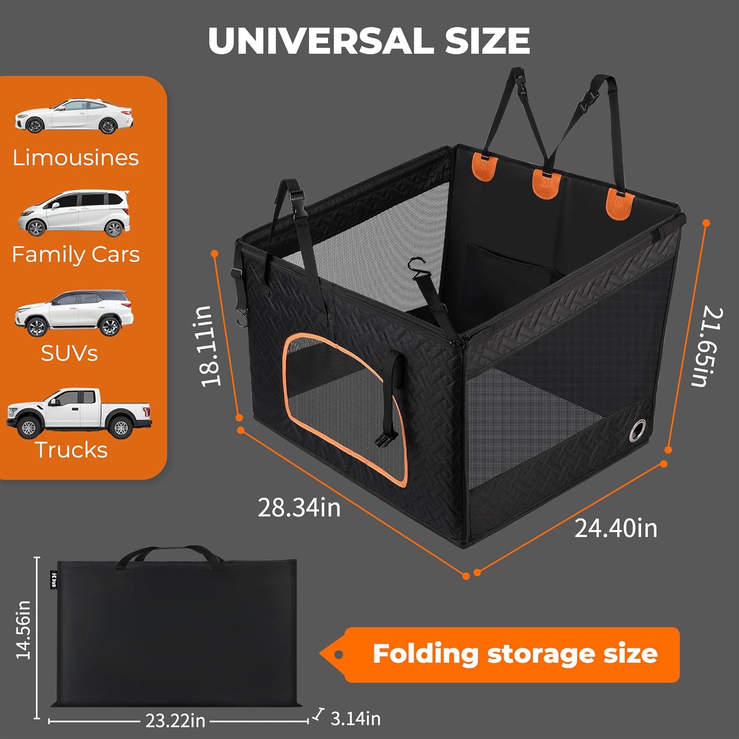 Thumbnail 2 de KYG Large Dog Car Seat for Medium to Large Dogs – Waterproof Rear Seat Extender with Mesh Windows