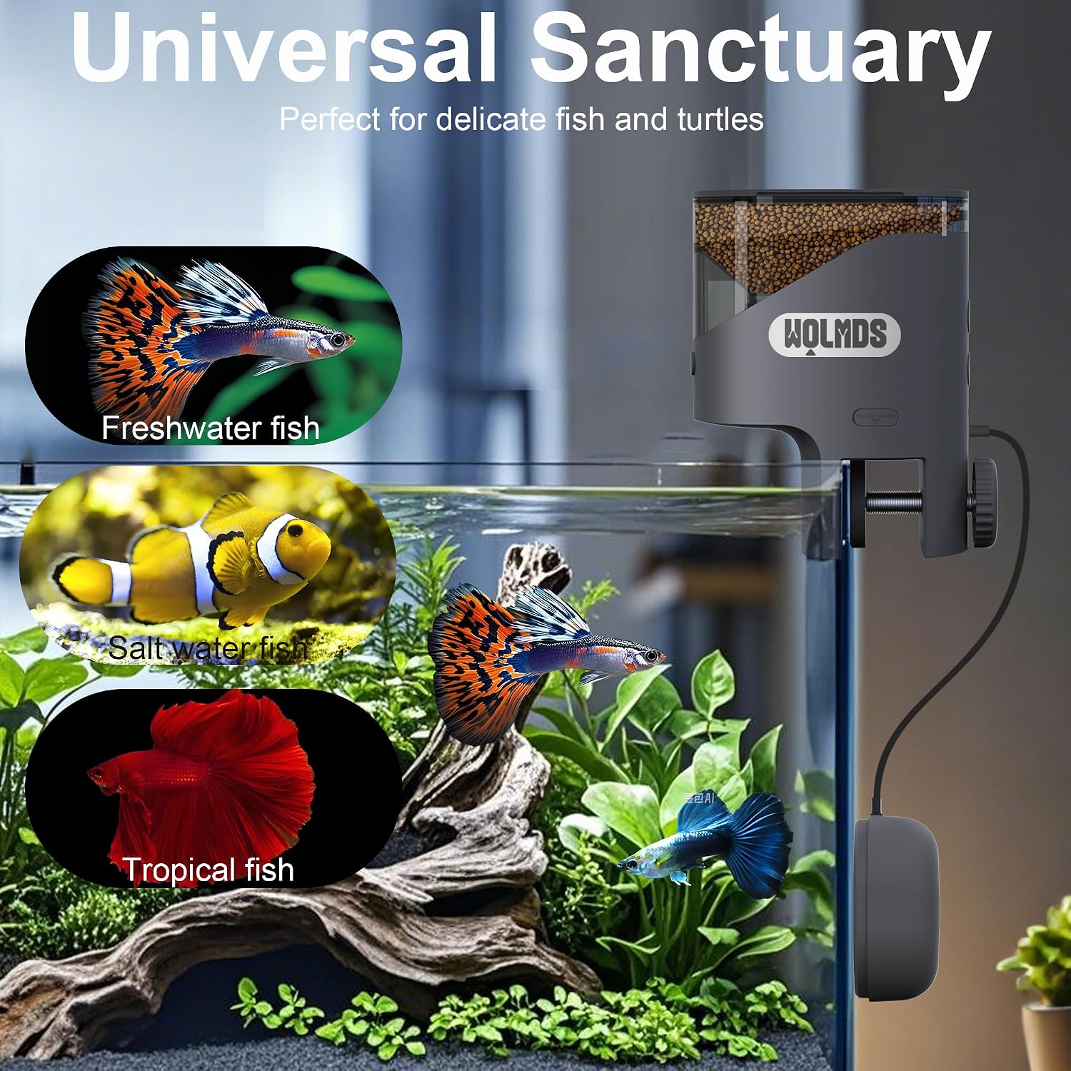 Thumbnail 2 de Wolmds Smart WiFi Automatic Fish Feeder with 2.5K Camera
