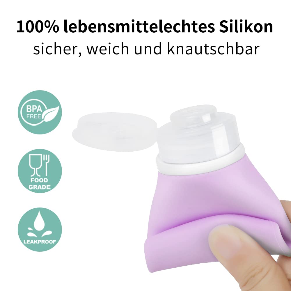Detalle de Opret 100 ml Silikon Reiseflaschen Set – 4 Stück, auslaufsicher, BPA-frei, TSA-geprüft