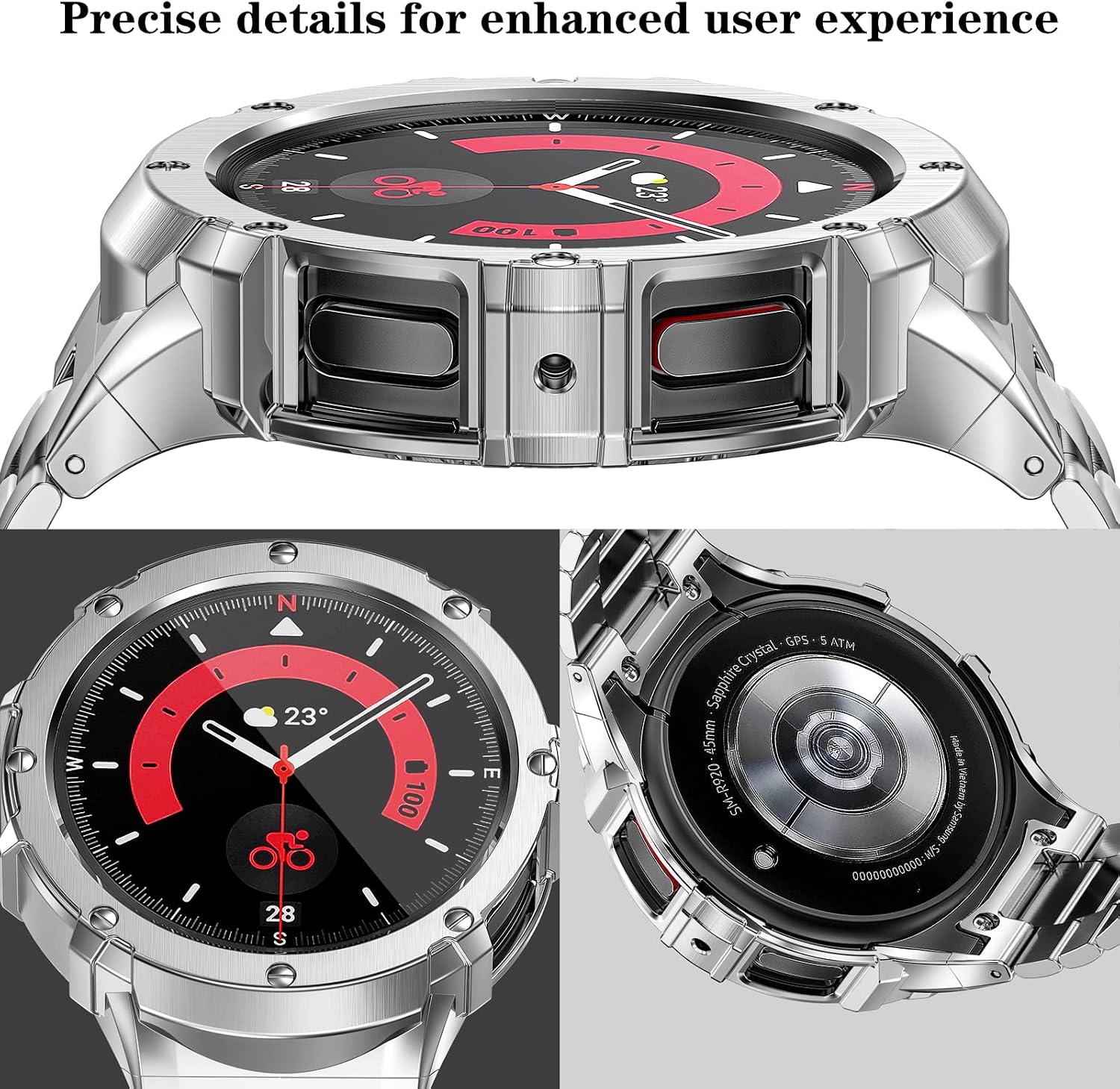 Thumbnail 1 de SUPLINK metal case & stainless steel strap for Samsung Galaxy Watch 6/5/4 and Watch 5 Pro/Ultra (44mm/45mm/47mm)