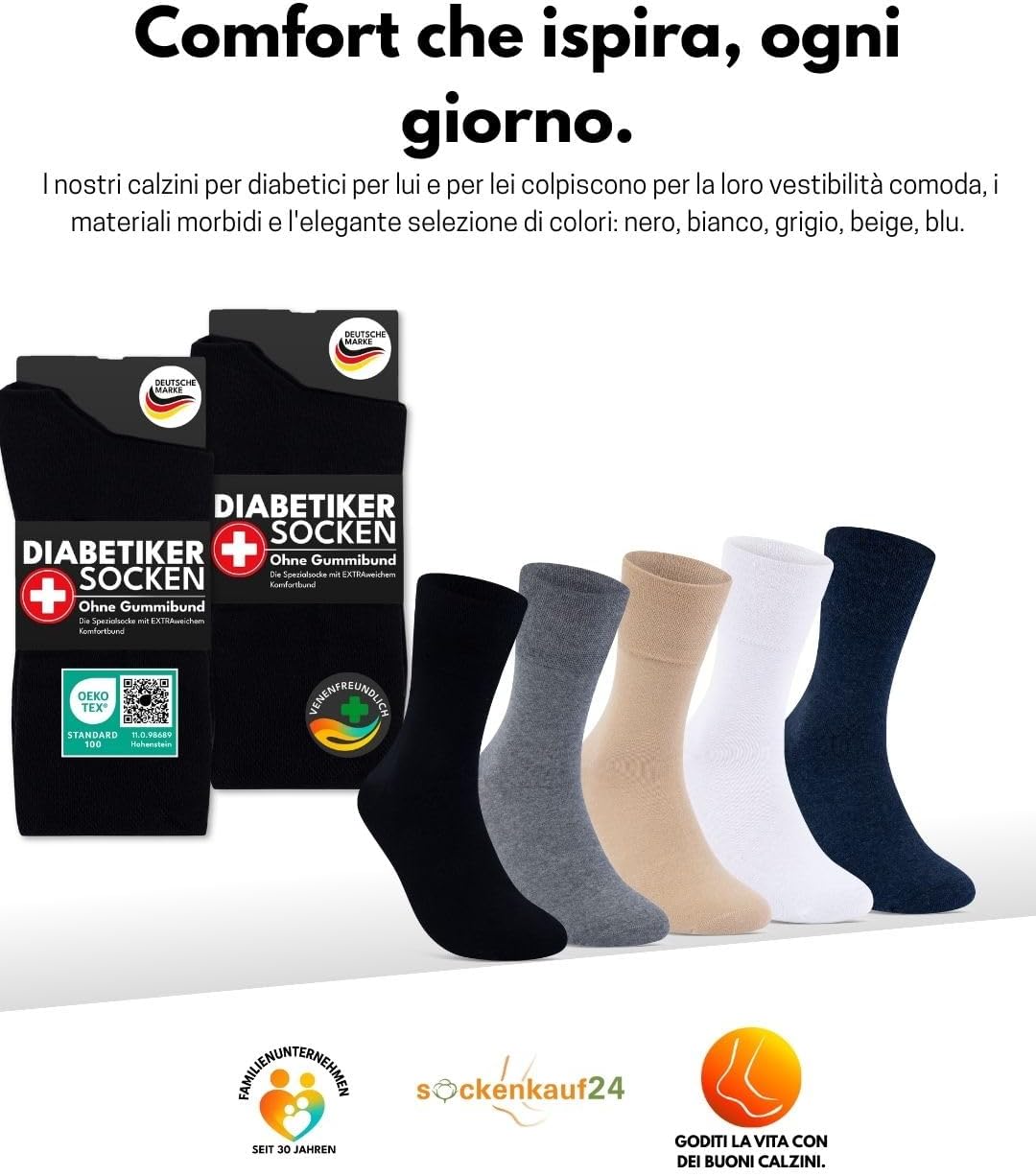 Thumbnail 6 de sockenkauf24 6 paia di calze per diabetici senza elastico (97% cotone), uomo e donna