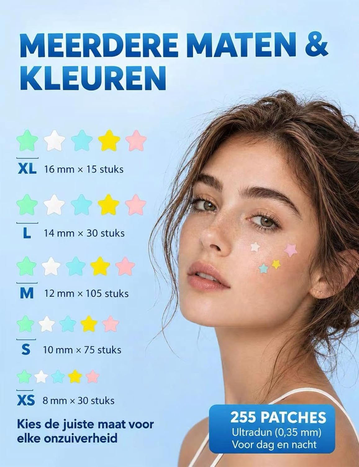 Detalle 2 de Dr. Zitacne puistjespleisters 255 stuks, hydrocolloïde, 5 kleuren en 5 maten