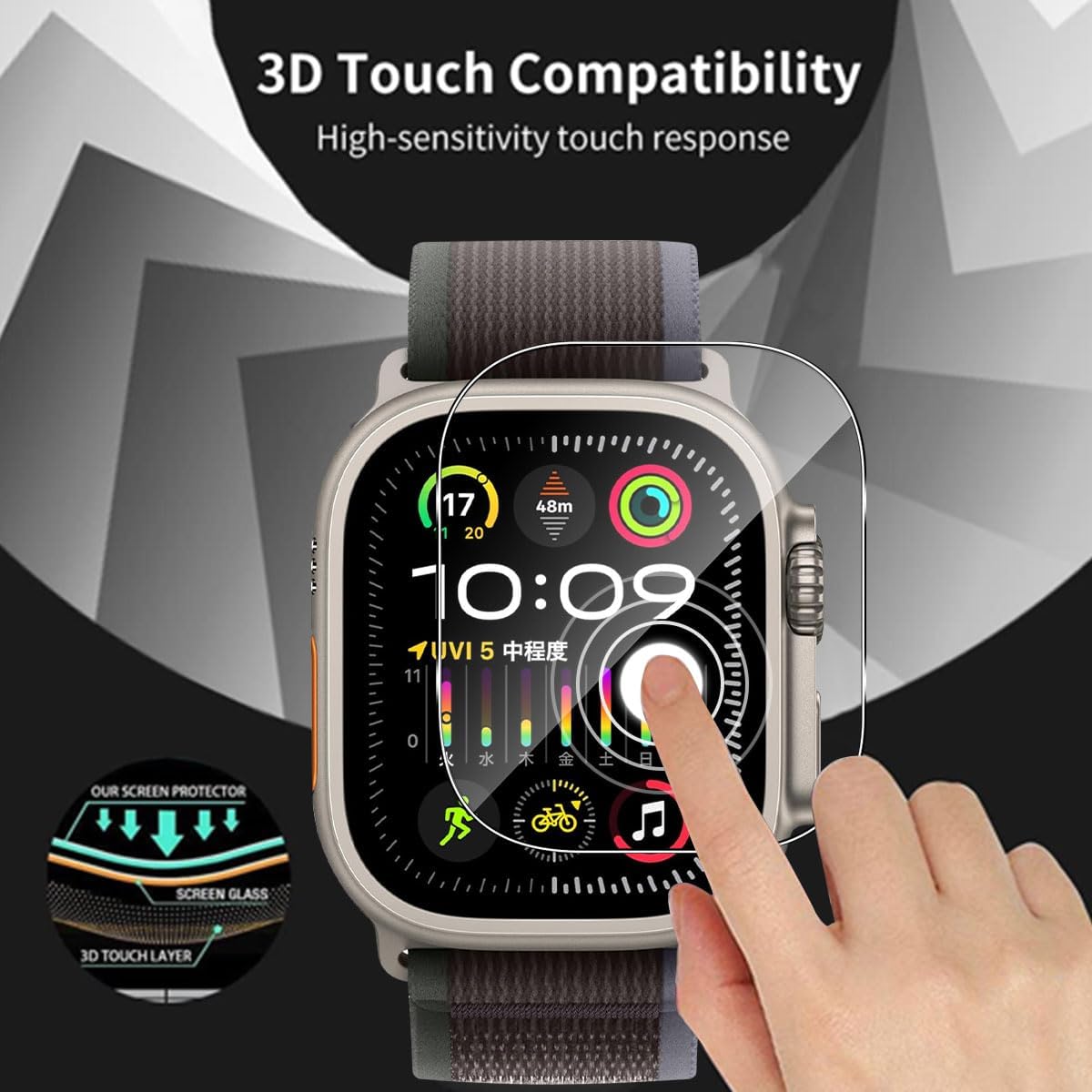 Thumbnail 2 de Mayfun 3er Schutzfolie für Apple Watch Ultra 3 (49 mm) – kratzfestes HD-Displayschutzglas aus TPU, blasenfrei