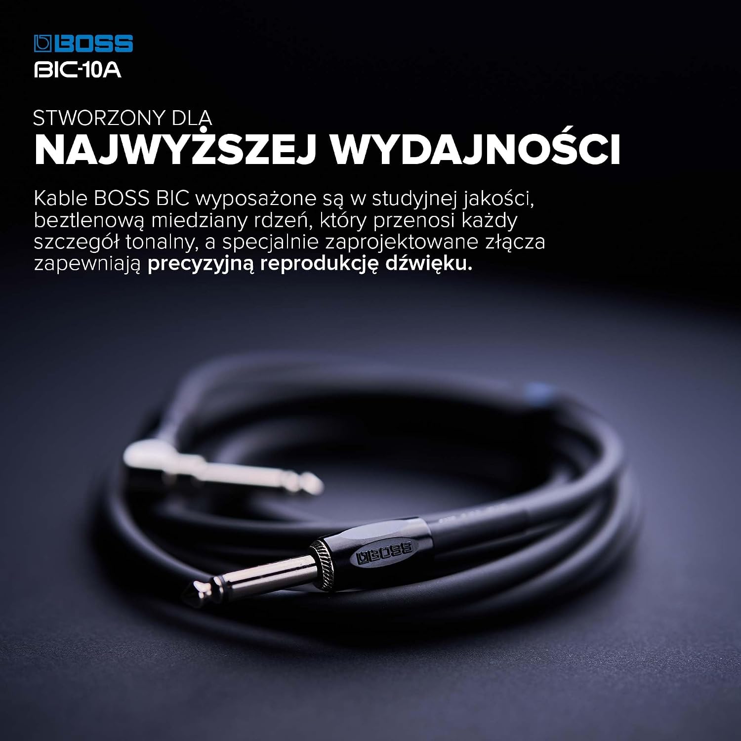 Detalle de BOSS BIC-10A – kabel instrumentalny 3 m, wtyki proste i kątowe, pomarańczowy