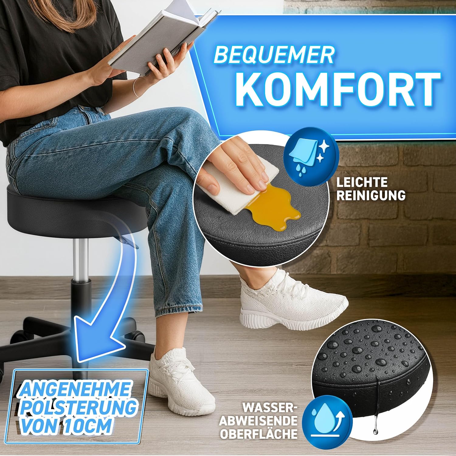 Thumbnail 6 de TRESKO Rollhocker höhenverstellbar 47-60 cm
