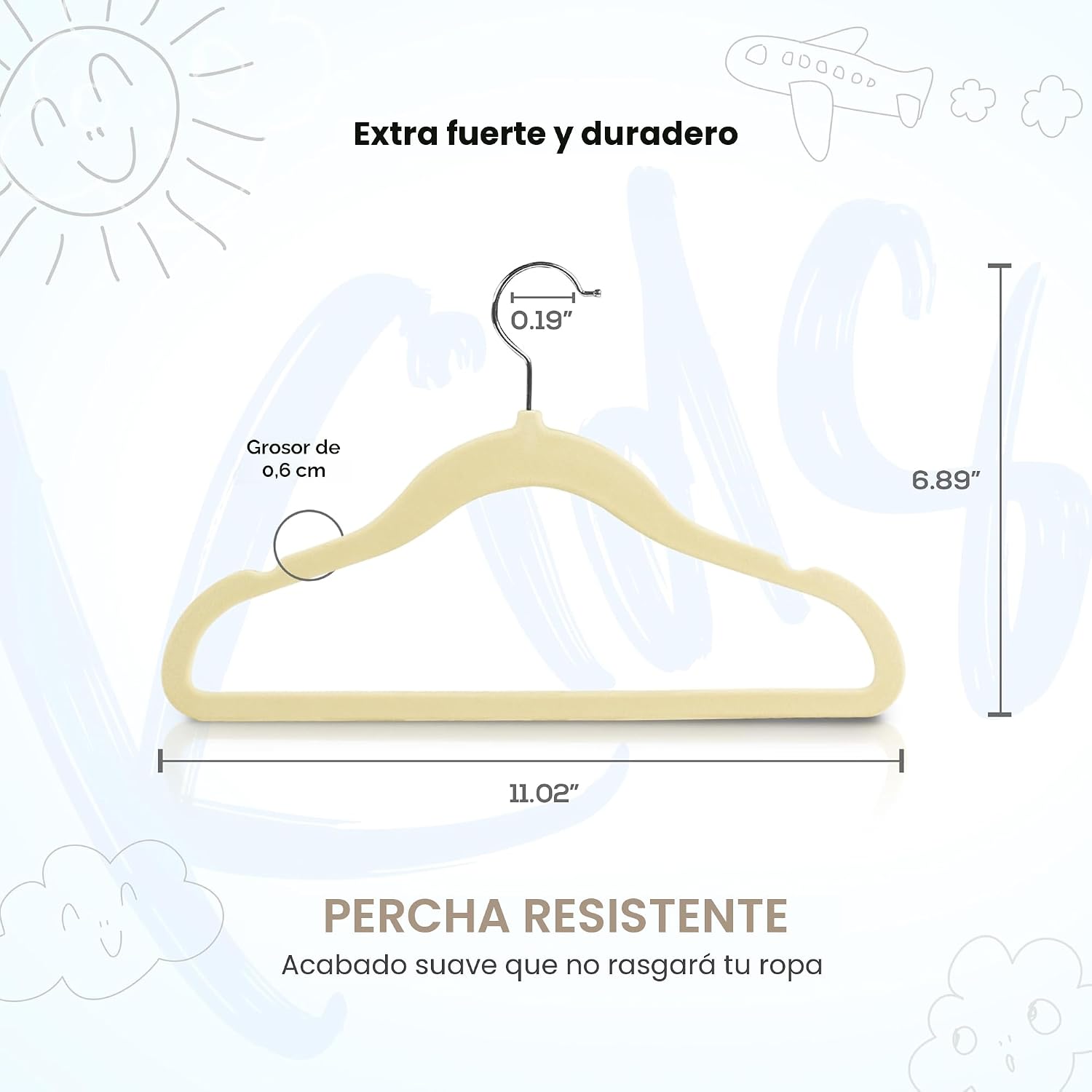 Detalle 2 de Utopia Home Perchas de terciopelo infantiles 11" paquete 30